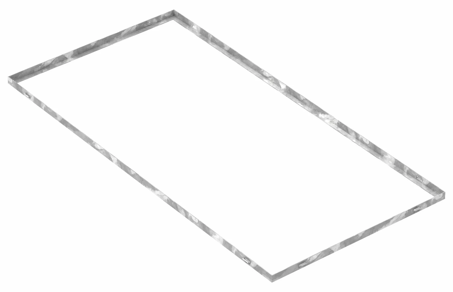 Fenau - ościeżnica do rusztu 600 x 1200 x 23 mm do wysokości rusztu 20 mm, ocynkowana – z wycięciem na kotwy murowe – pasuje do rusztu budowlanego: Fenau 590 x 1190 x 20 mm