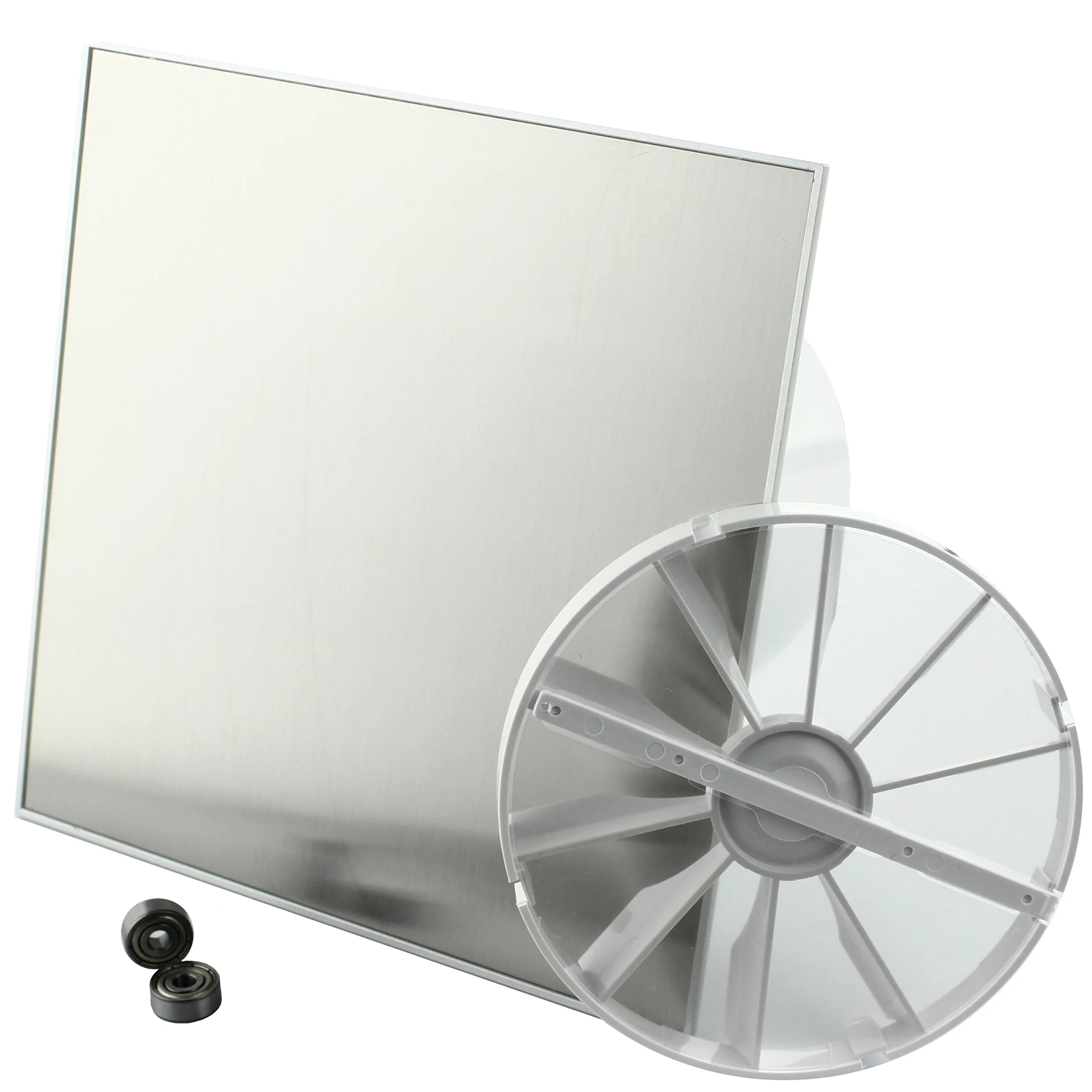 MKK - 18152-005 - DUO Design wentylator łazienkowy naścienny turbo klapa zwrotna łożysko kulkowe sterowane prędkością obrotową Ø 100 mm stal szlachetna prosta