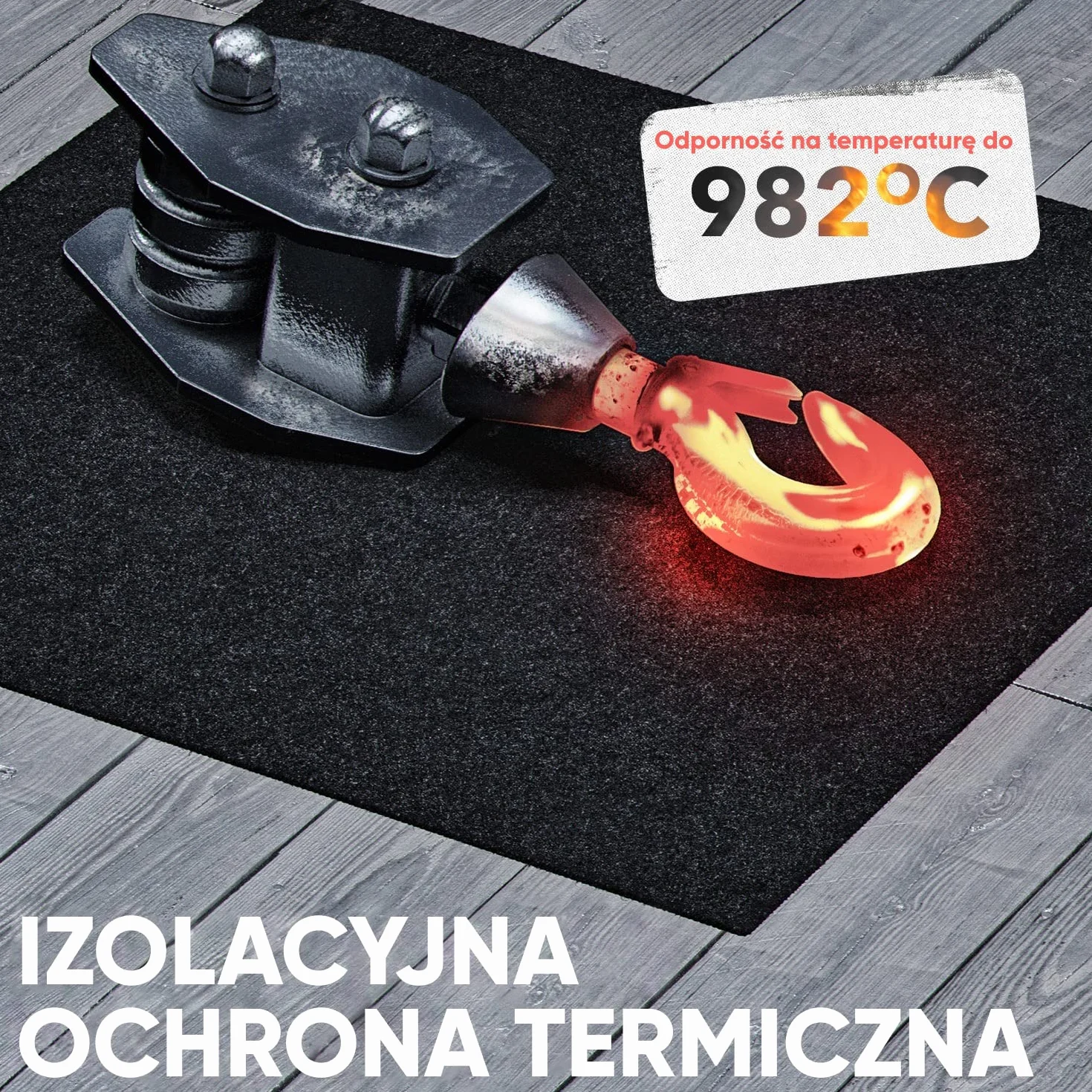EVOCAMP dywan ognioodporny 100x100 cm - mata ognioodporna do 982°C - mata lutownicza jako mata przeciwpożarowa do bezpiecznej ochrony przeciwpożarowej