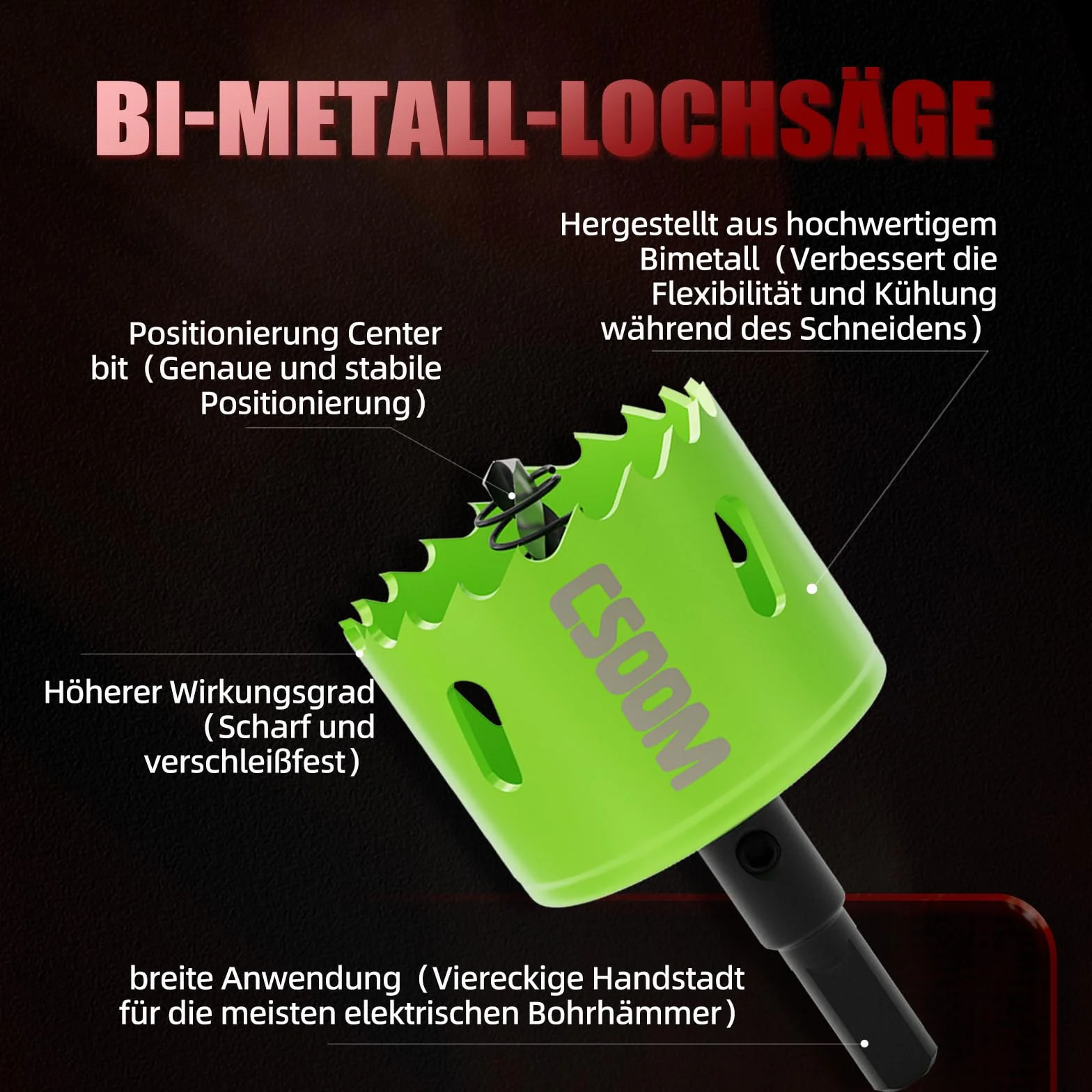 CSOOM 68 mm Bi-metal otwornica koronka wiertnicza do prac w płytach gipsowo-kartonowych, tworzywie sztucznym, drewnie, cienkim metalu, cienkiej blasze stalowej, wydajne narzędzie wiertnicze