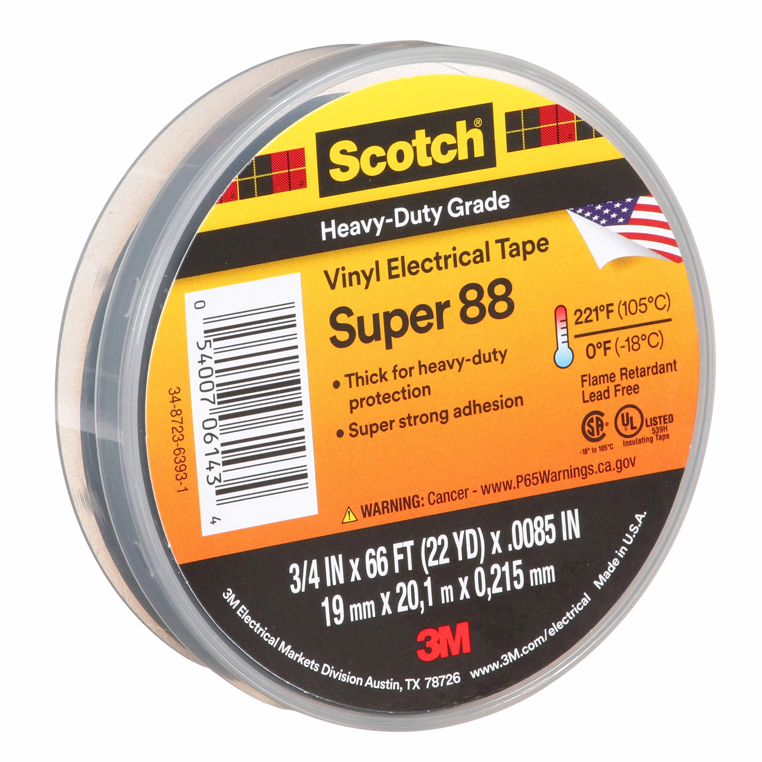 3M 80610833867 88 Scotch super profesjonalna taśma elektryczna, winyl, 19 mm x 20 m