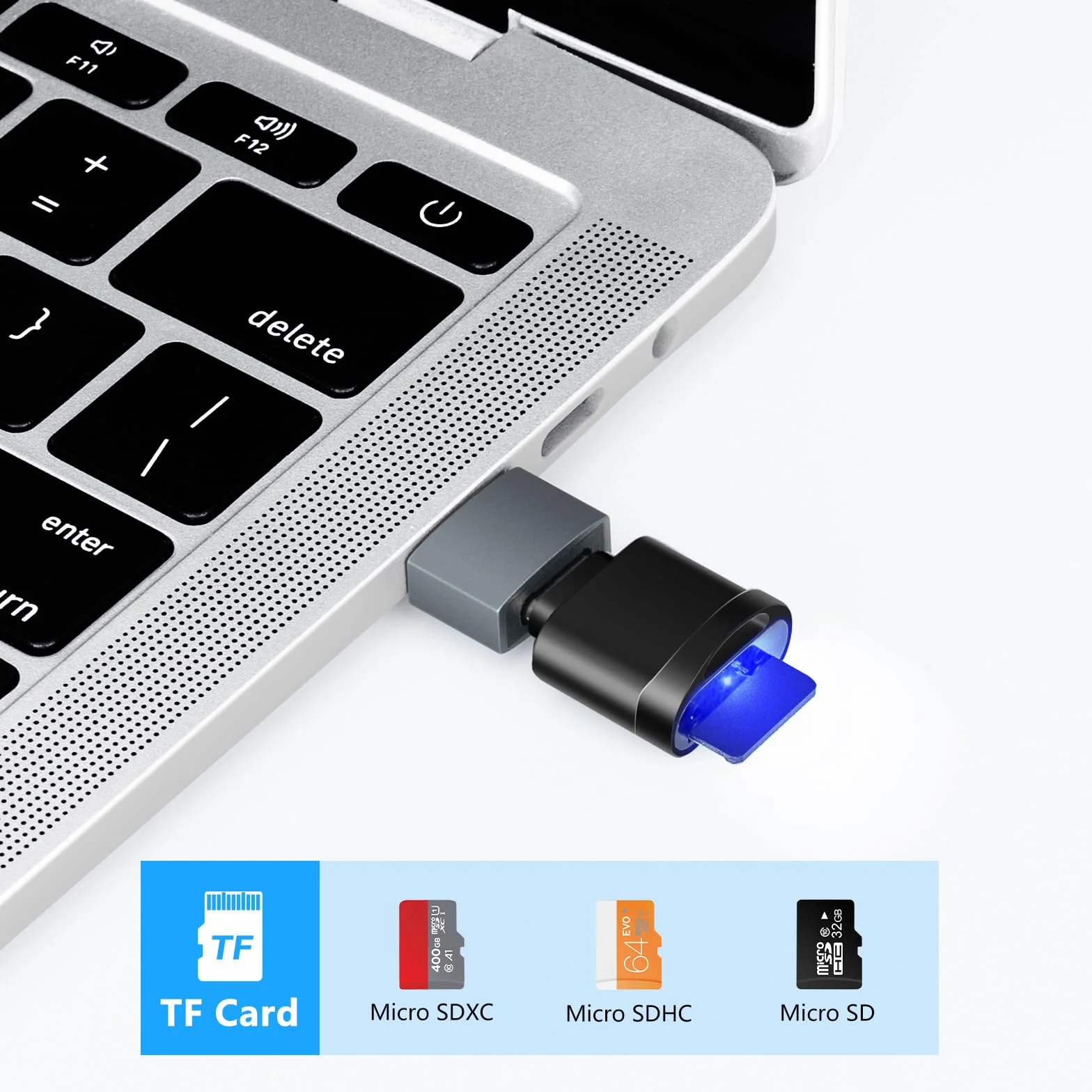 Czytnik kart TF Micro SD USB C USB Adapter do laptopów MacBook Samsung Galaxy Czarny