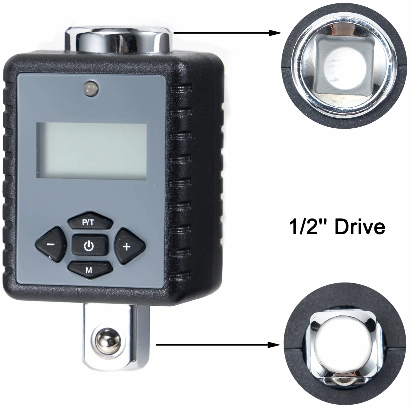 ThreeH 1/2'' (1,5 do 200 Nm) Ciężki adapter momentu obrotowego z cyfrowym wyświetlaczem LED i alarmem dźwiękowym (1/2'' napęd i zawiera adaptery do 3/8'' i 1/4'')