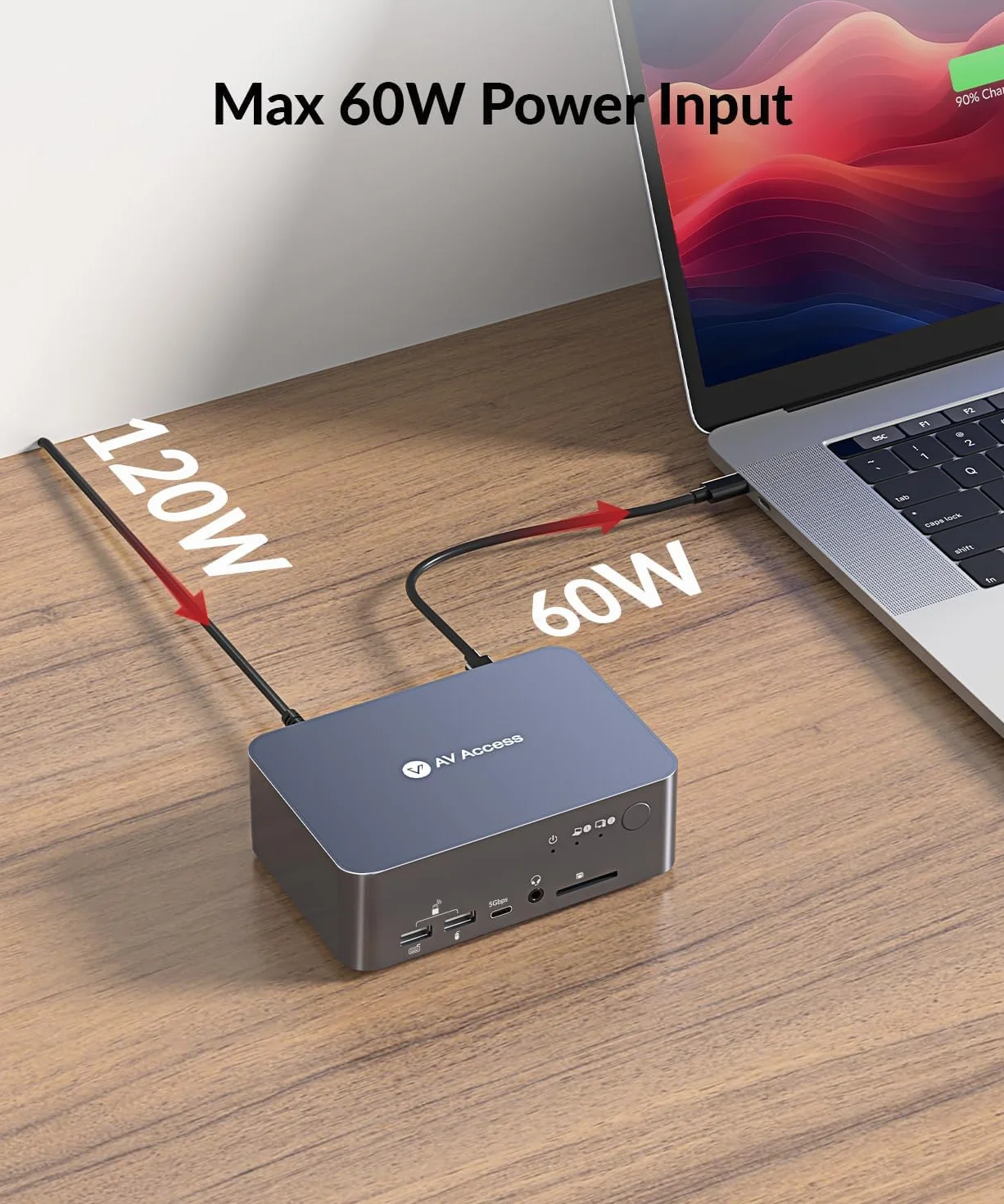 AV Access Stacja dokująca KVM Switch Dual Monitor USB-C 4K 60Hz, Aluminium, EDID, Ethernet
