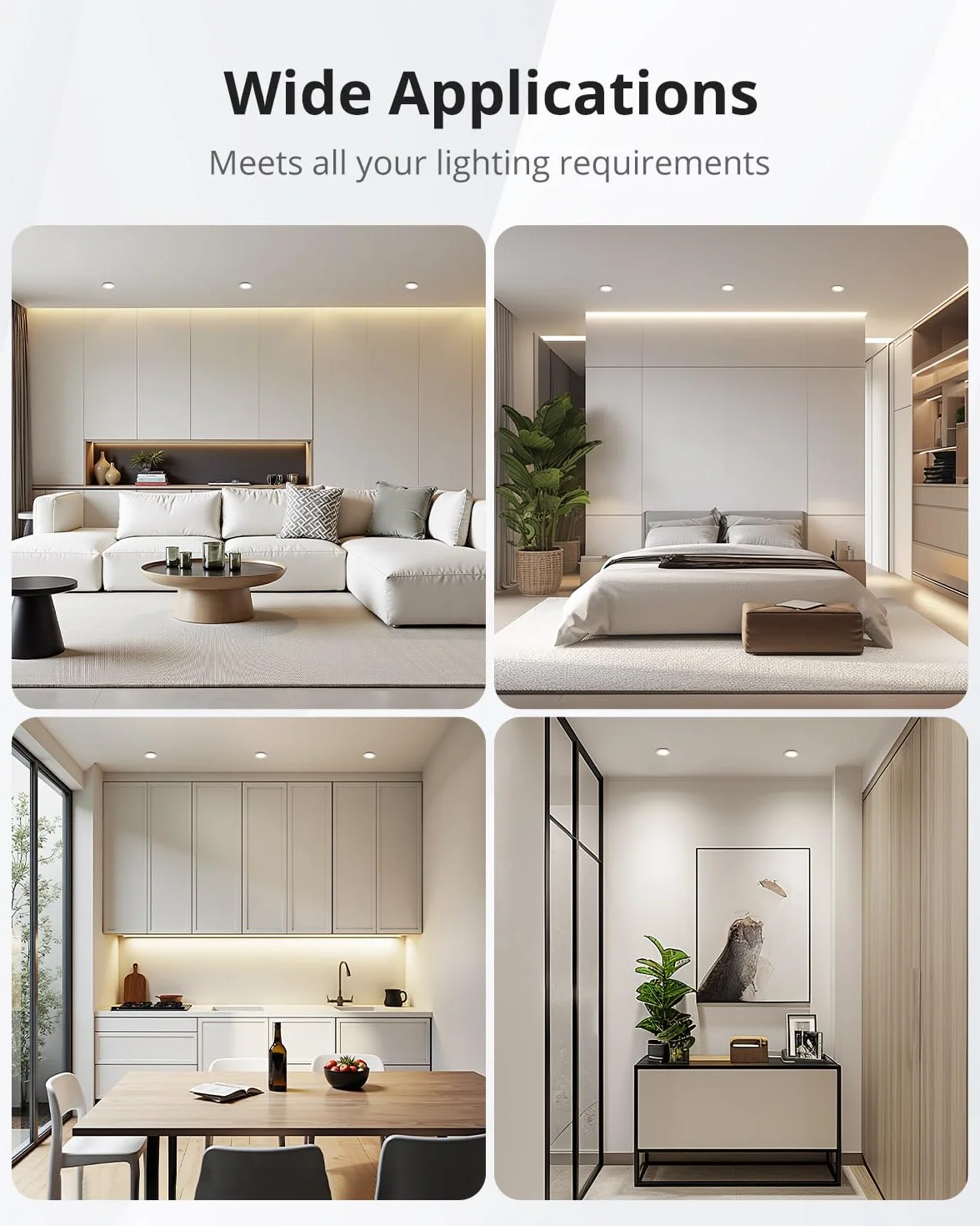Gr4tec Reflektor łazienkowy LED, IP65, 20 sztuk, bardzo płaskie, białe neutralne, 4000 K, 5 W, 400 lm, wpuszczana reflektor 220 V, otwór 68–80 mm, wpuszczana lampa sufitowa LED do salonu, kuchni,