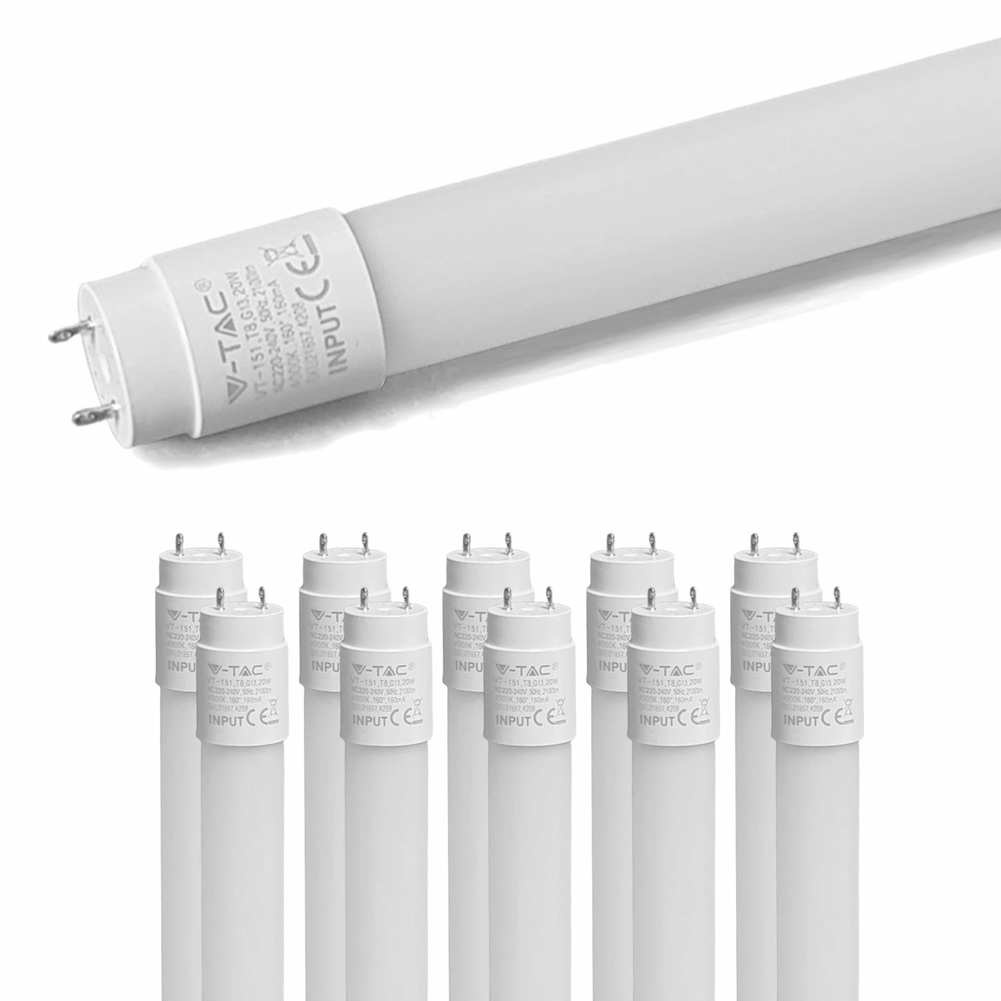 Zestaw – świetlówki LED 120 cm, zimna biel (6500 K), 1850 lumenów, T8, G13-16,5 W (zastępuje 36 W), w zestawie starter, LED-TUBE świetlówki neonowe, 10 sztuk
