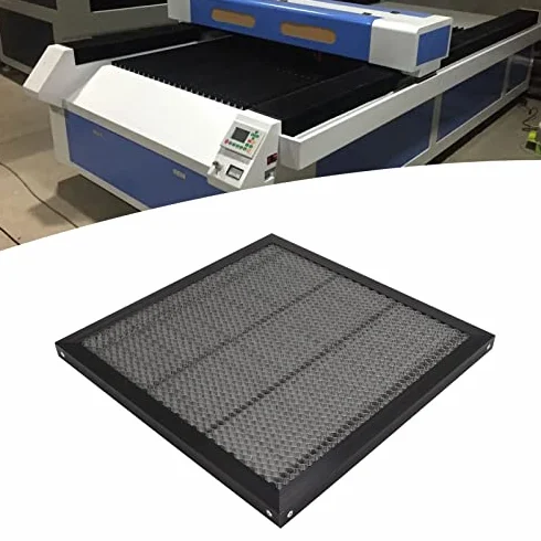 Platforma do cięcia laserowego, aluminiowy blat roboczy o strukturze plastra miodu z płytą, do grawerowania CO2 lub paneli ze stopu diodowego, 400 x 400 mm, wzór siatkowy