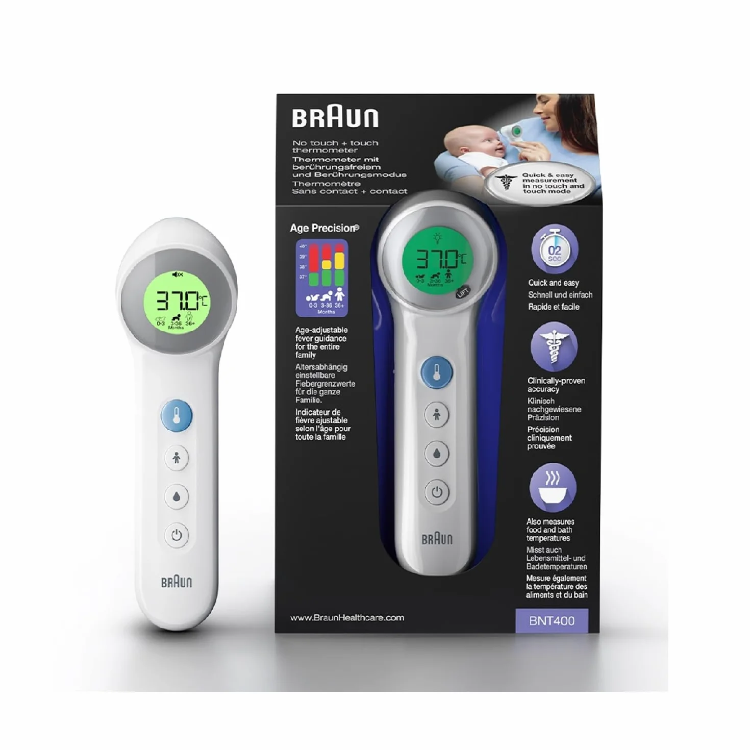 Braun Healthcare No Touch + Termometr Czołowy, Biały