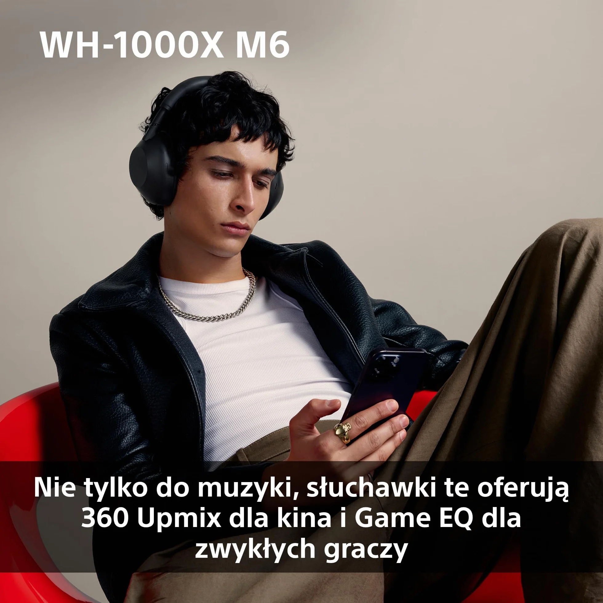 SONY WH-1000XM6 Flagowe bezprzewodowe słuchawki nauszne z redukcją szumów, wyjątkowy dźwięk Hi-Res, najwyższy komfort, składana konstrukcja, wytrzymałe etui, akumulator 30 HR, iOS i Android -granatowe
