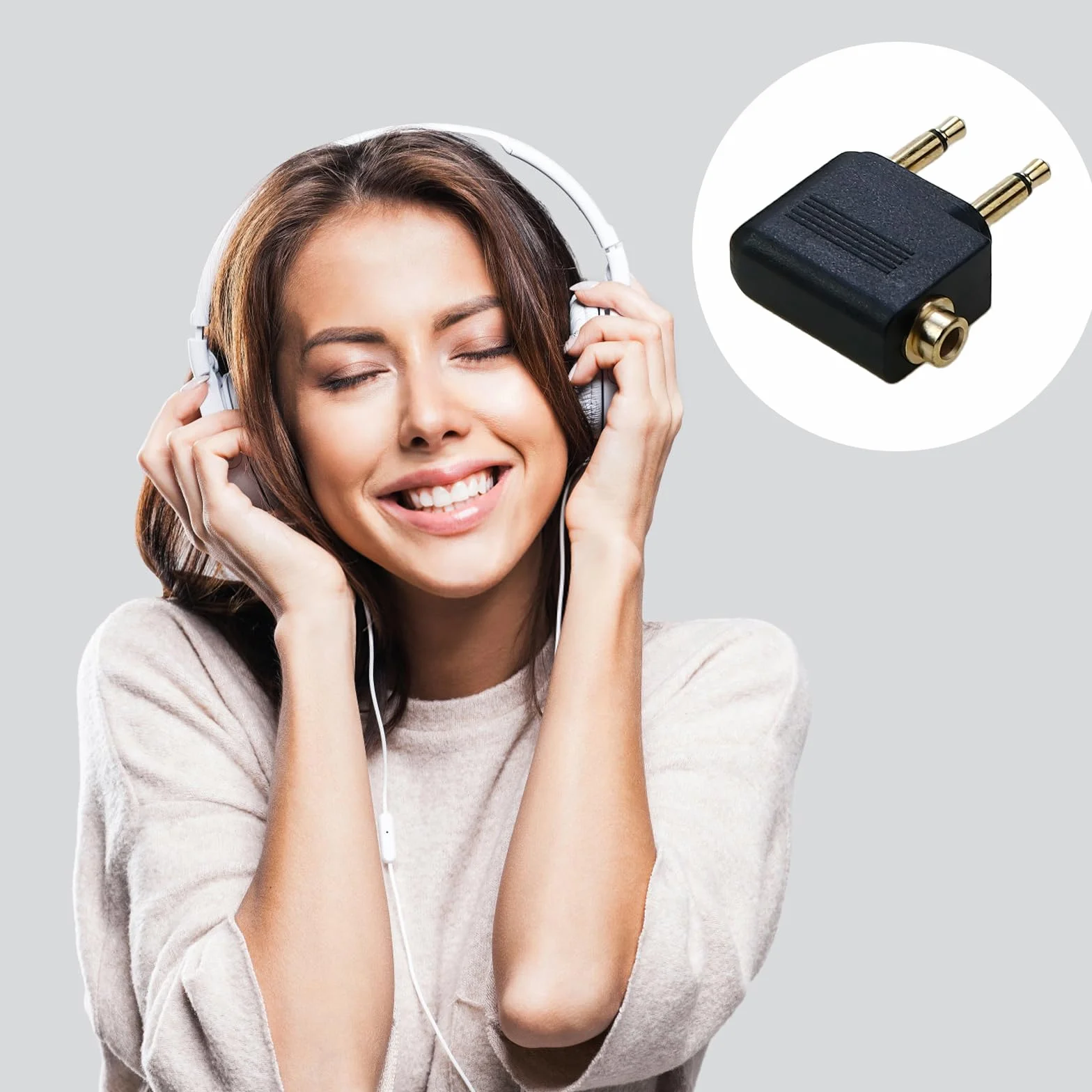Adapter do słuchawek samolotowych 3,5 mm podwójny wtyczka audio zestaw