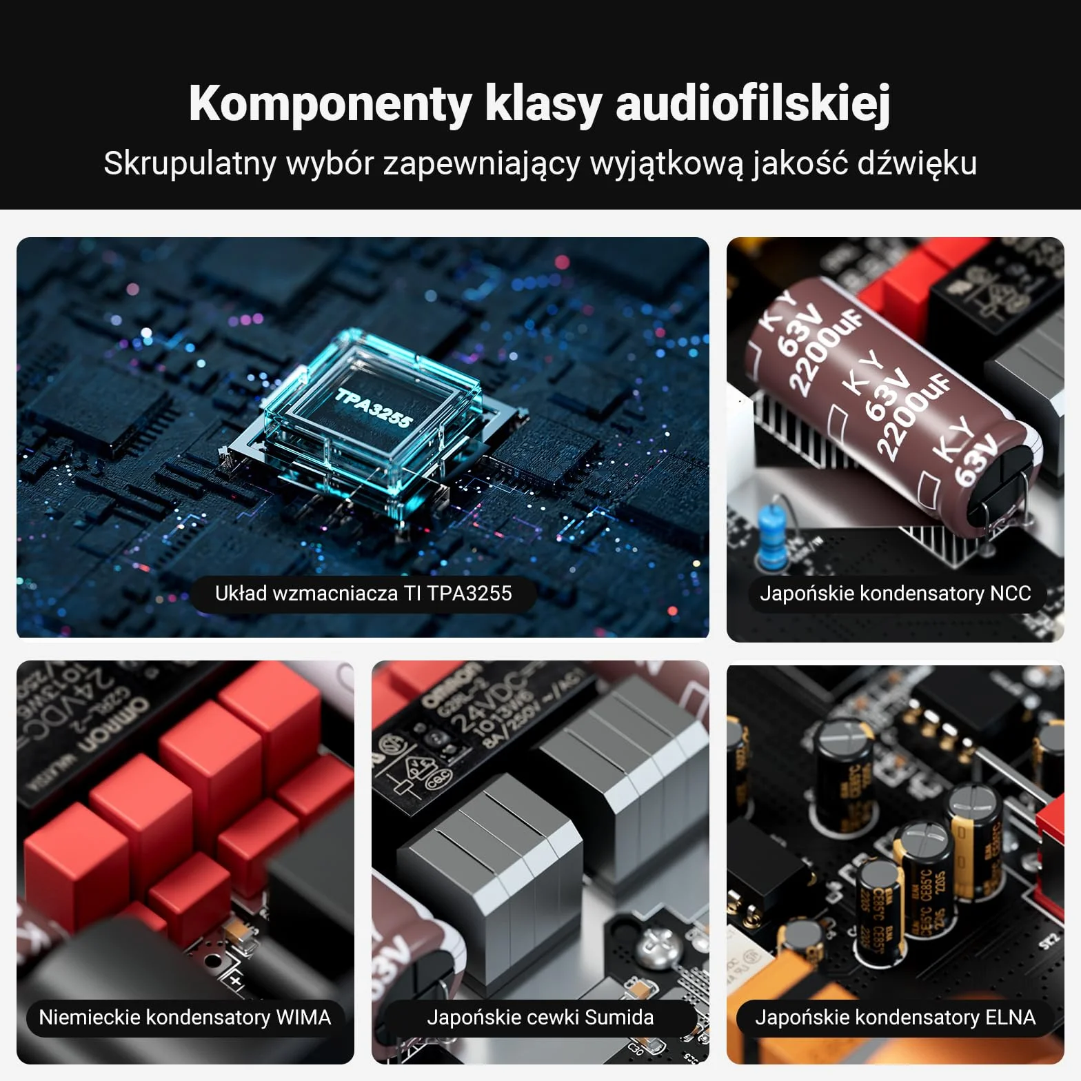 Fosi Audio ZA3 Zrównoważony Wzmacniacz Stereofoniczny Mini 2-Kanałowy TPA3255 48V