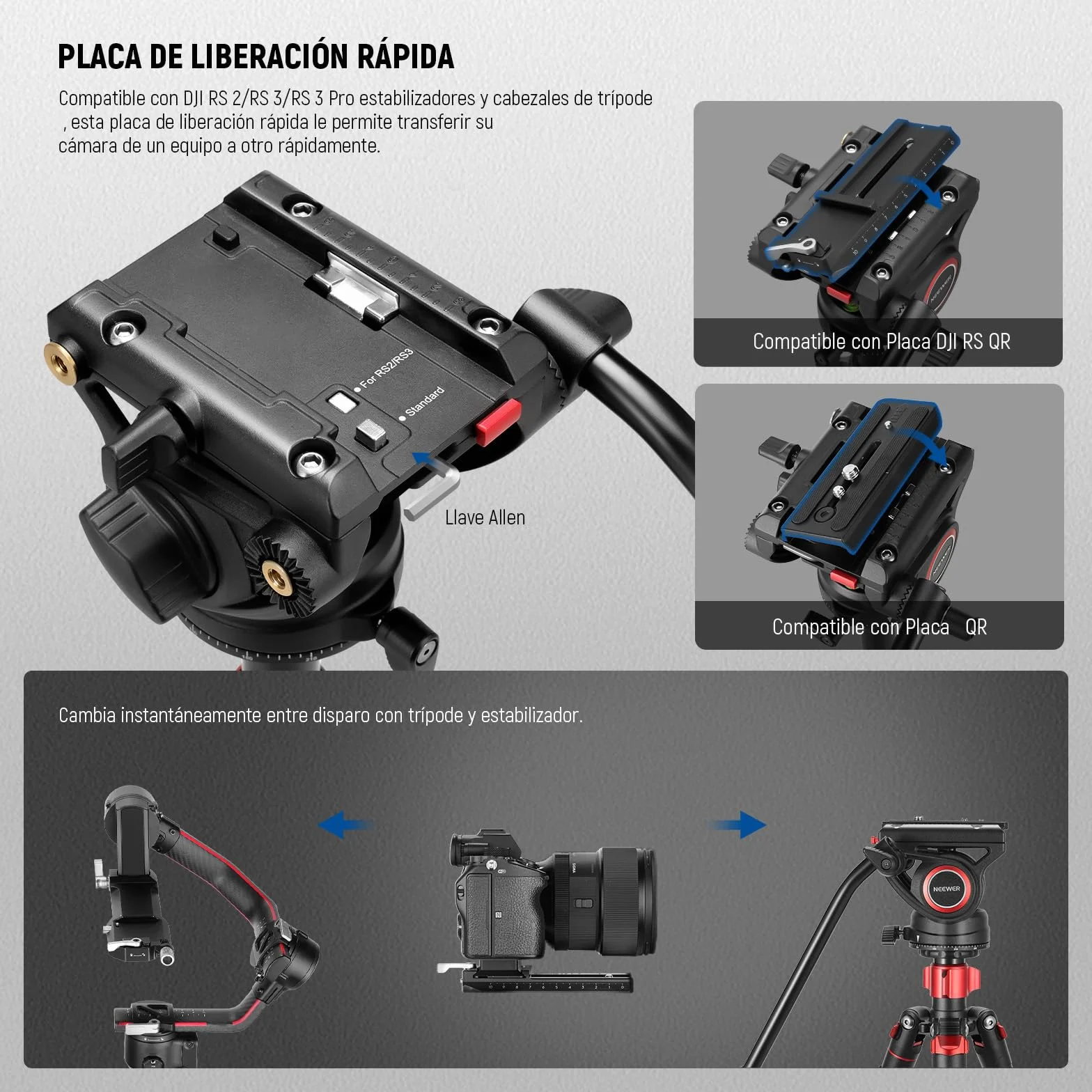 NEEWER 72" statyw monopodowy z głowicą fluidową, obciążenie 8 kg, kompatybilny z DJI RS Gimbal Manfrotto
