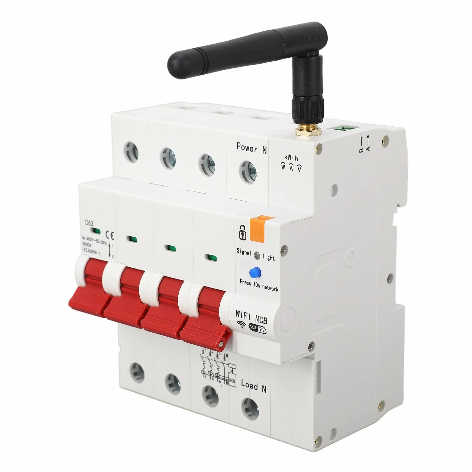 4P WiFi Przerywacz 63A AC400V 50/60HZ Funkcja Pomiaru Czasu Zdalnego Sterowania Przełącznik Pomiaru Energii Elektrycznej dla Domu, Szkoły, Biura