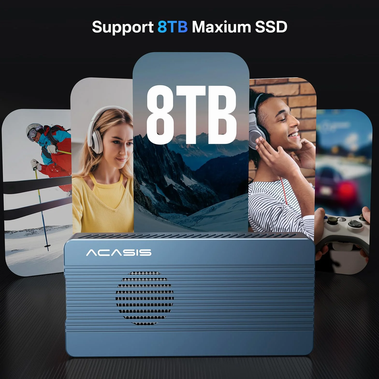 ACASIS 40Gbps Obudowa M.2 NVMe SSD z Wentylatorem, 405 Pro dla M1/M2 Pro/Max, Kompatybilna z usb 4/3/USB3.2/3.1/3.0/2.0, Obsługa SSD 2280/2260/2242/2230 B+M M-Key