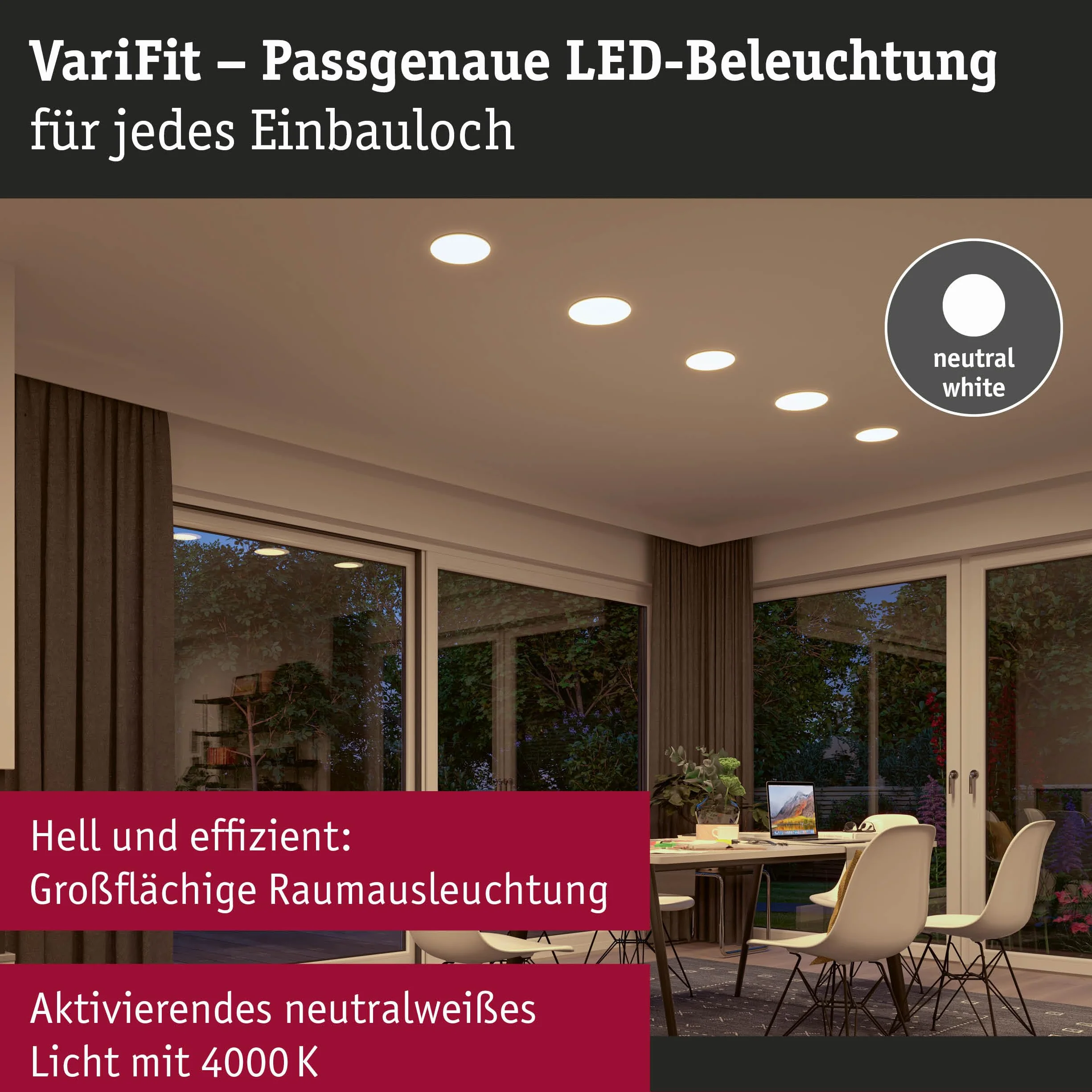 Paulmann 92391 Panel LED, oprawa wpuszczana Veluna VariFit, IP44 125mm okrągła, w kompl. oprawa sufitowa 1x8,5 W satynowa tworzywo sztuczne 4000 K