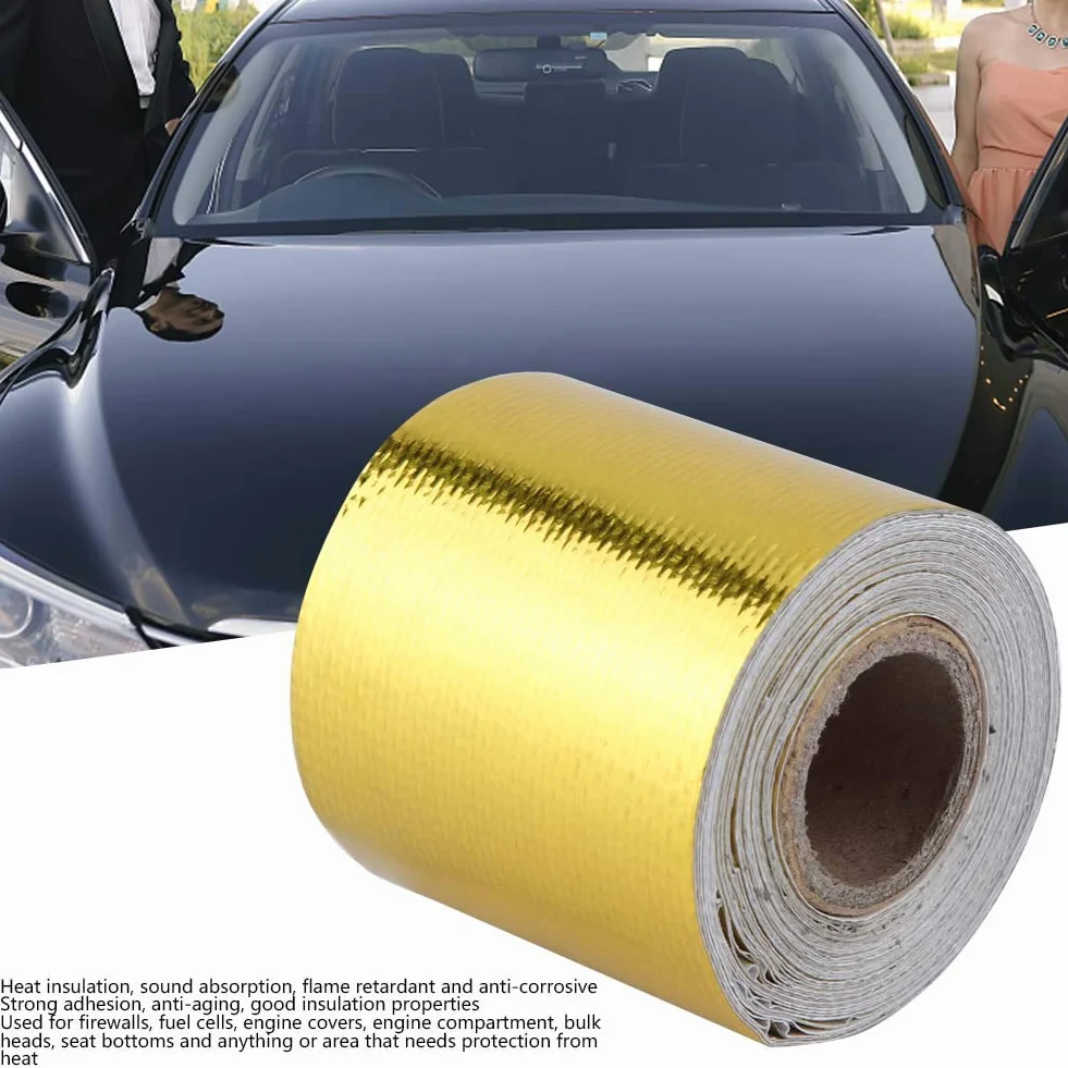 Aluminiowa taśma samoprzylepna, odblaskowa taśma klejąca osłona termiczna folia aluminiowa taśma klejąca do naprawy uszczelek izolacyjnych (złota 5 m x 5 cm)