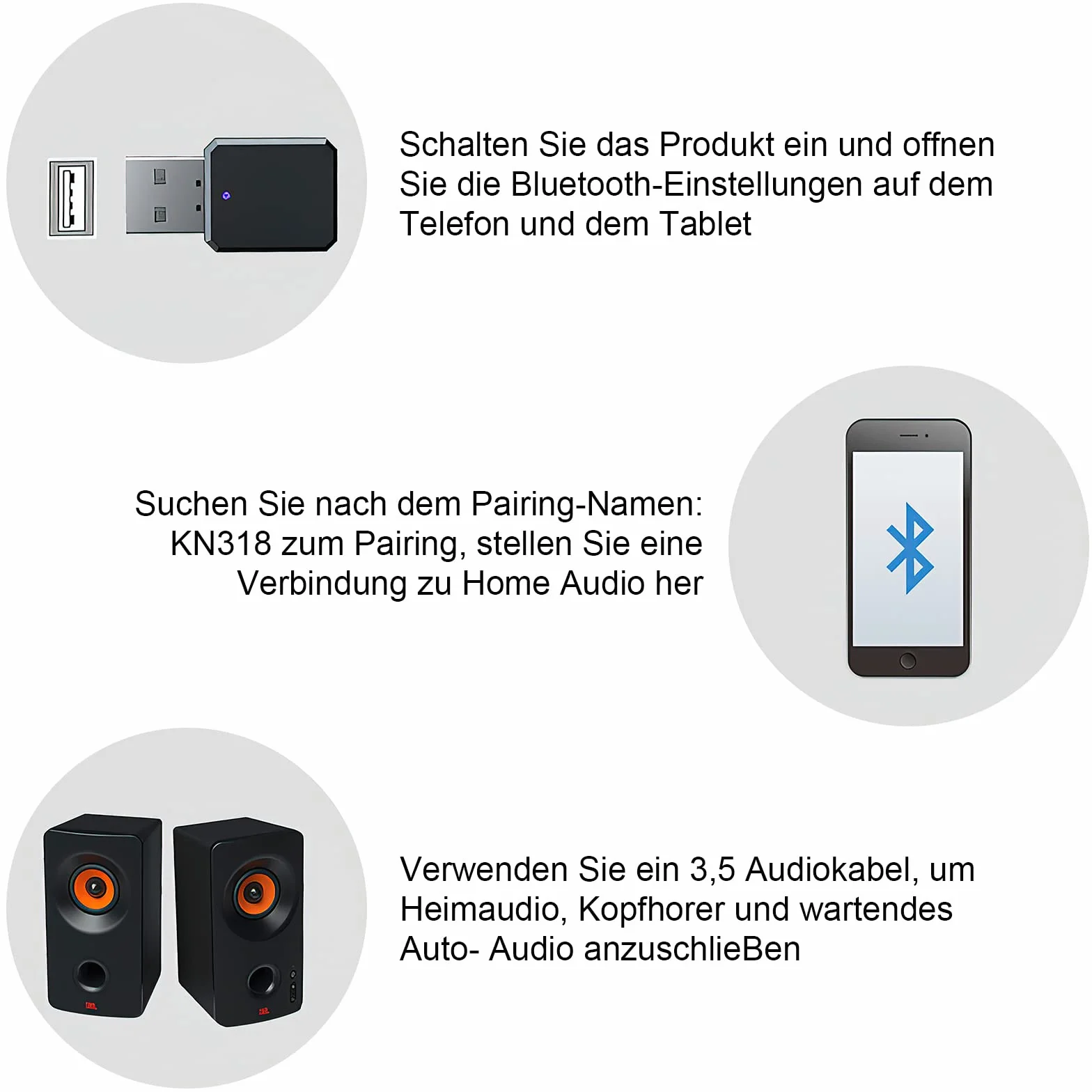 HENGBIRD Bluetooth 5.1 USB Dongle AUX/USB Dual Output Adapter do Radia Samochodowego