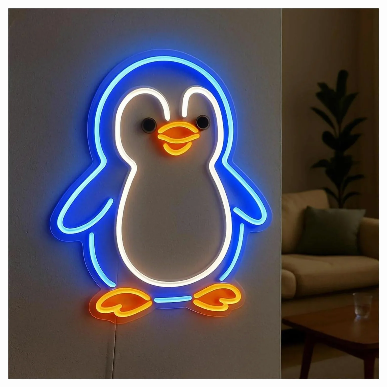 Wiszące neony artystyczne Neon Z Pingwinem, Zwierzęciem, Motywem Przewodnim, Akwarium, Dekoracja Ścienna Do Pokoju Dziecięcego, Lampka Nocna, 43cm