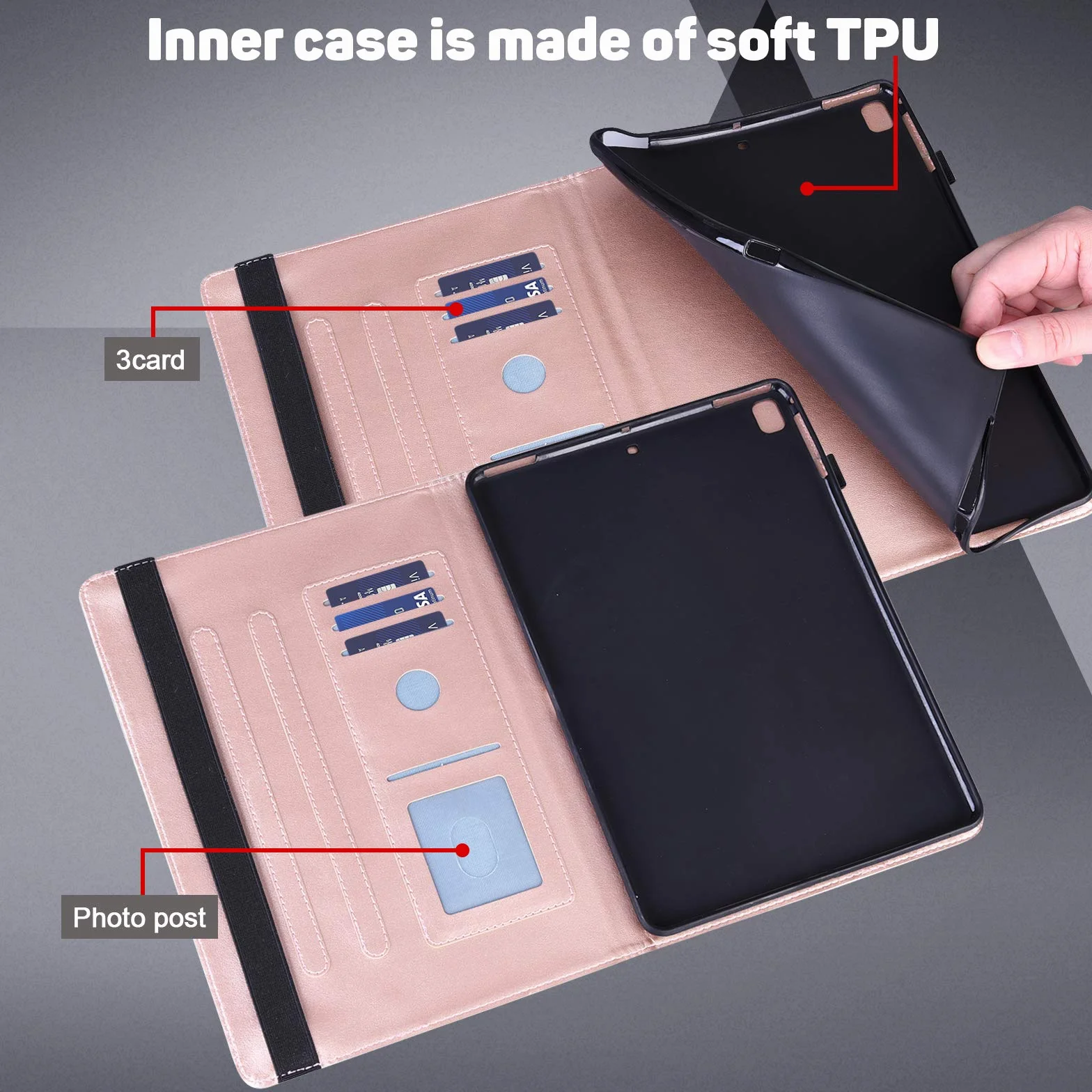 Etui do Samsung Galaxy Tab S2 9,7 cala (T810/ T813/ T815/ T819) z folią ochronną i rysikiem - ultracienkie z funkcją stojaka Flip Cover PU skórzane etui (różowe złoto)