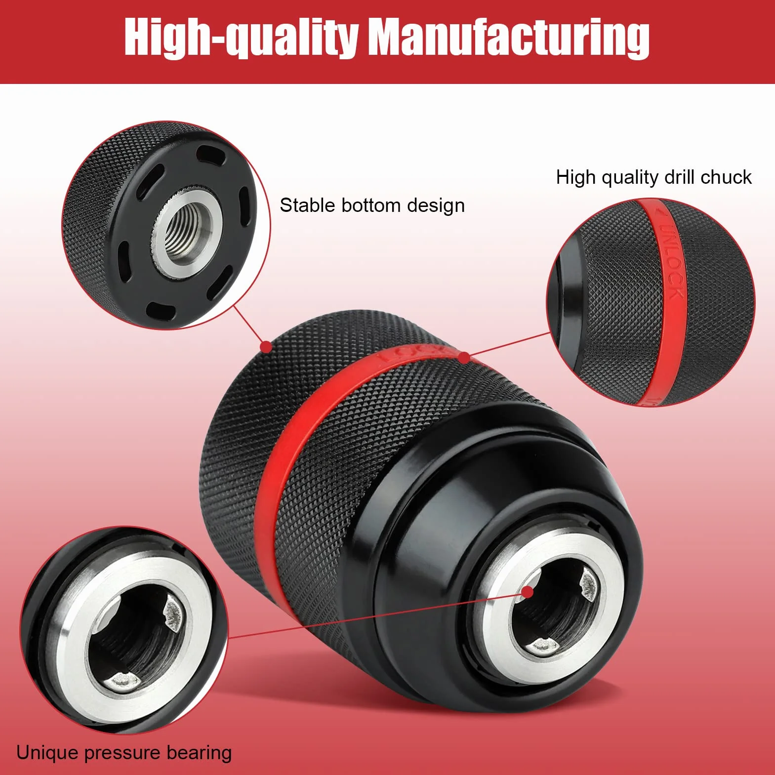 Bezkluczykowy uchwyt wiertarski, uchwyt wiertarski 1/2-20UNF 2-13 mm adapter do wiertarki ręcznej samozaciskowy uniwersalny ręczny uchwyt bezkluczykowy