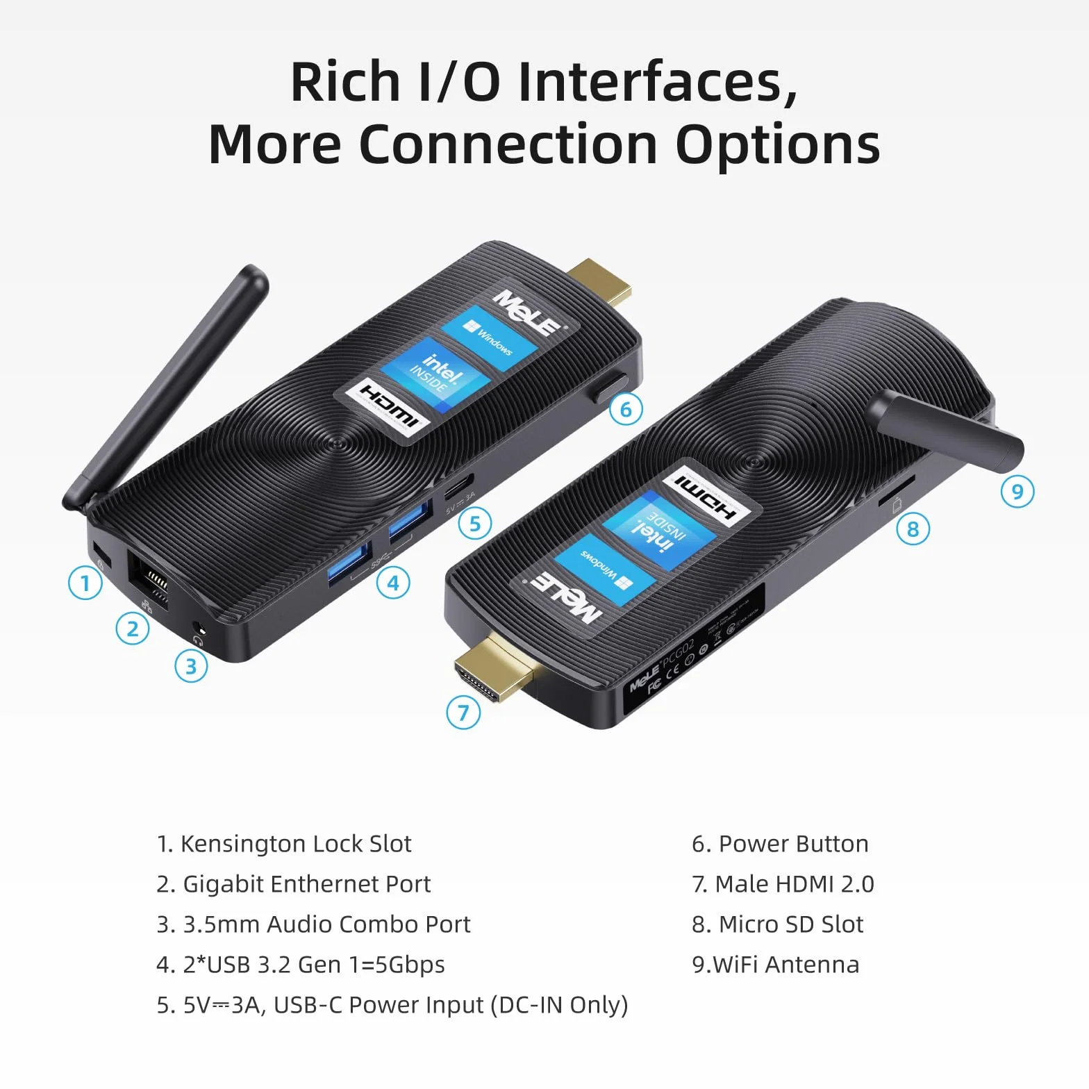 MeLE PCG02 Bezwentylatorowy Mini PC Stick J4125 8GB 128GB HDMI Gigabit Ethernet