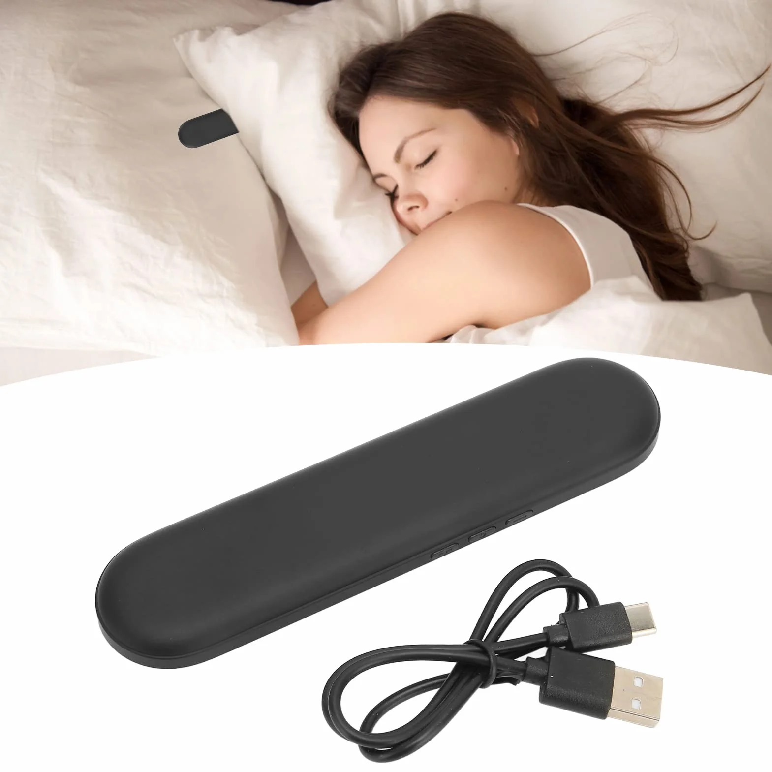 Głośnik na poduszkę, przenośny głośnik do spania Mini Bone Sound ze stereofonicznym basem, Głośnik do głębokiego snu (BLACK)