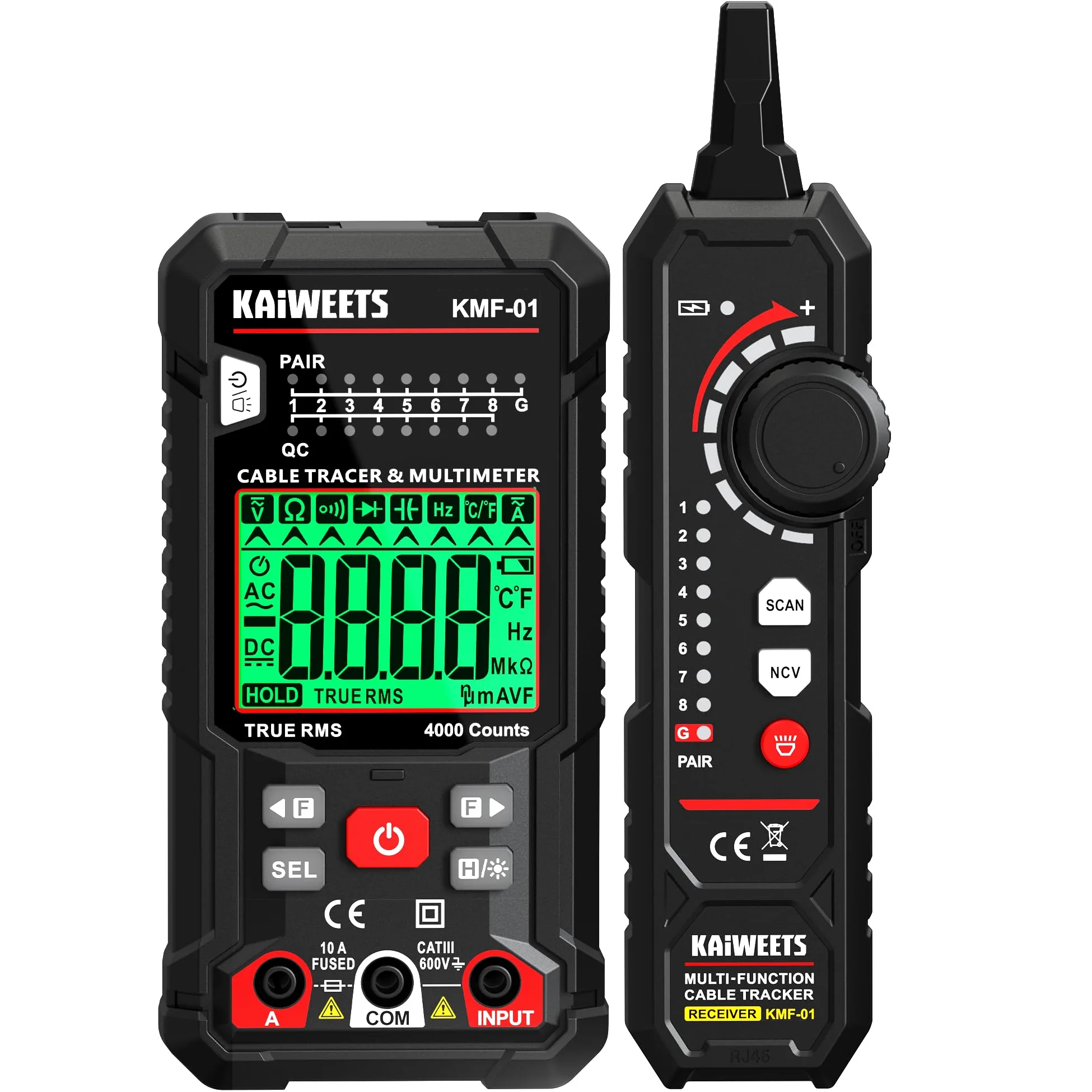 Tester kabli z wyświetlaczem LCD, multimetr POE do prądu, napięcia, oporu, pomiaru temperatury, zwarcia i otwartego obwodu