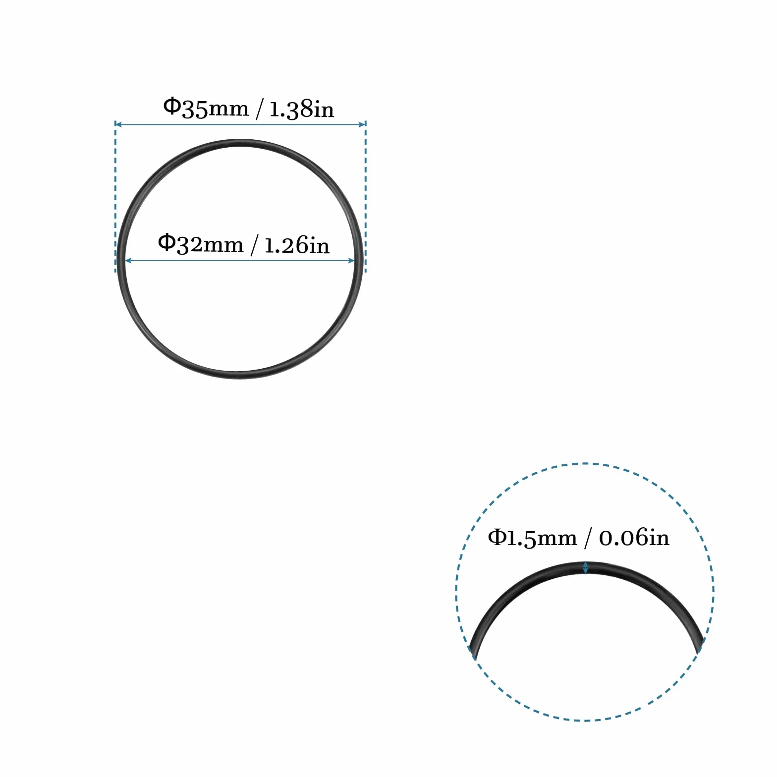 QUARKZMAN 35 mm x 32 mm x 1,5 mm nitrylowe gumowe uszczelki O-ring x 10 sztuk okrągła uszczelka uszczelka podkładka do kranu hydraulicznego naprawa uszczelnione połączenie [czarny]