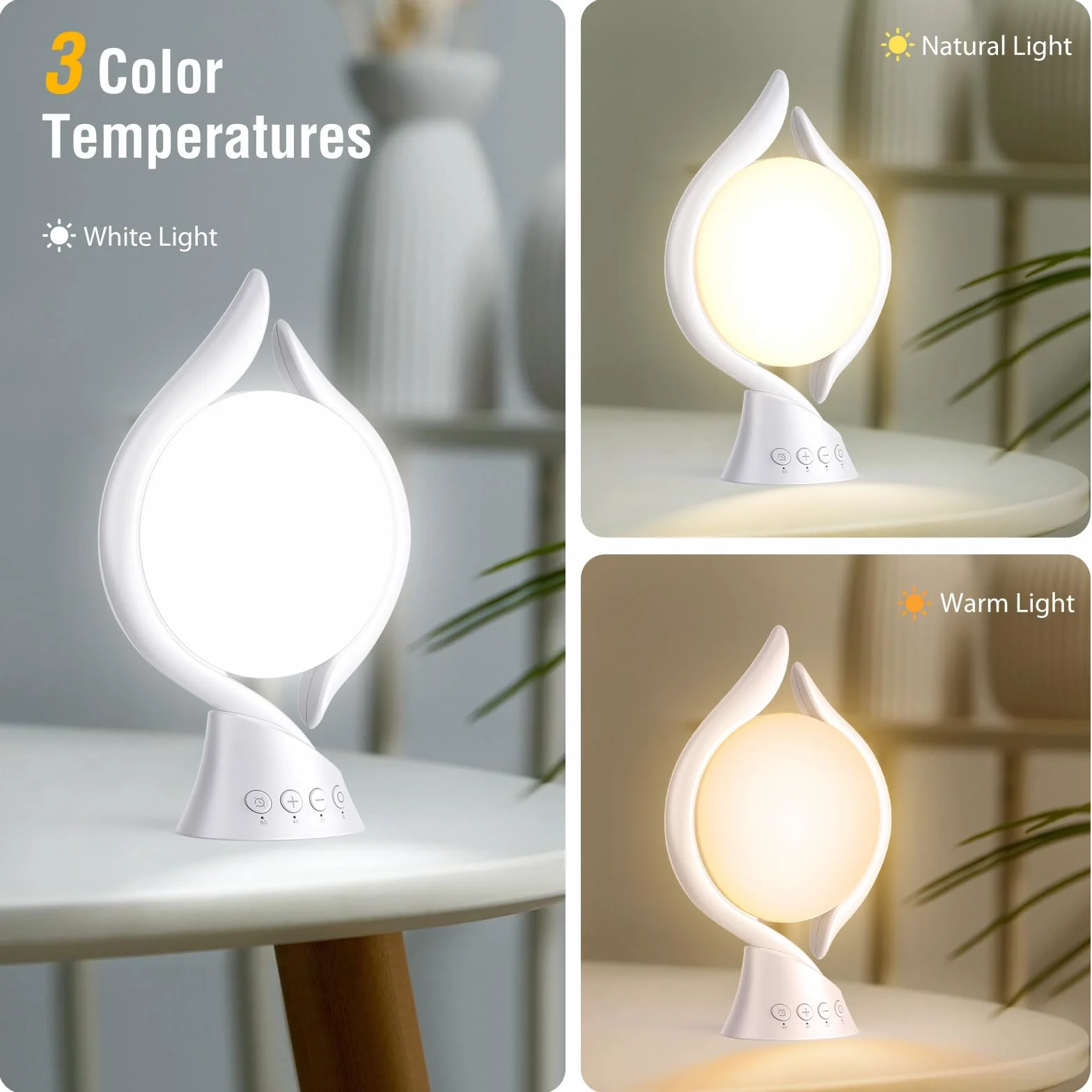 KICLBD Lampa do światła dziennego, lampa do terapii światłem dziennym 10000 Lux 3 kolory światło, 4 timery, 5 regulowanych intensywności światła i funkcja pamięci, lampa solarna bez promieniowania UV