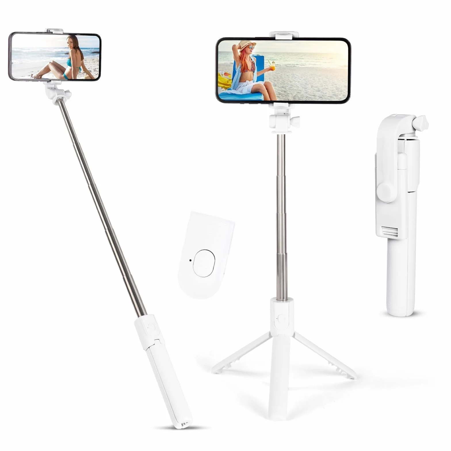 flintronic Statyw do selfie, stabilny statyw z bezprzewodowym pilotem Bluetooth, 67 cm wysuwany przenośny aluminiowy kij do selfie kompatybilny z iOS i Android, aparatami