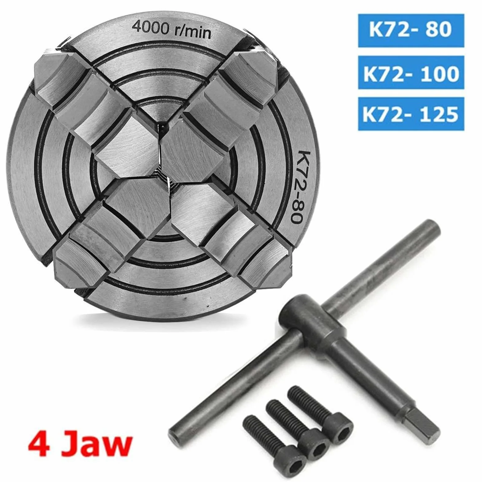 Uchwyt tokarski, 125mm Chuck 4 JAW 5 "Tokarka Niezależna i odwracalna szczęka Sanou k72125. Do CNC. Wiercenie Wiertnice(K72-125mm)