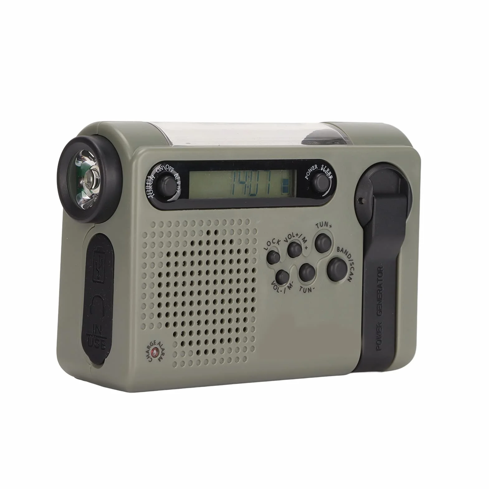 Radio Pełnozakresowe Słoneczne 0,7 W 3,0 V-4,2 V ABS SOS Alarm Turystyka Piesza Ciemnozielony