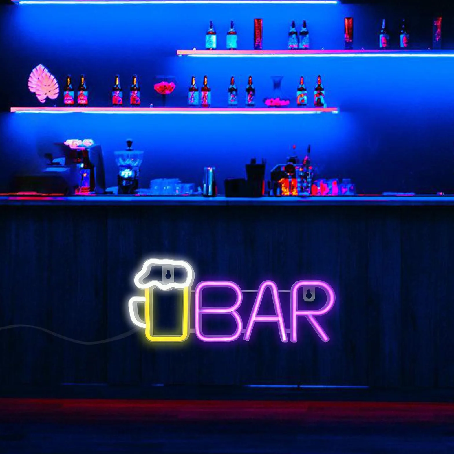 Szyld Neonowy LED Bar, Neonowe Szyldy Barowe, Szyld Barowy, Neon Barowy, Neonowe Szyldy Piwne, Reklama Świetlna Barowa Dla Ściany Barowej, Pubu, Dekoracja Ściany