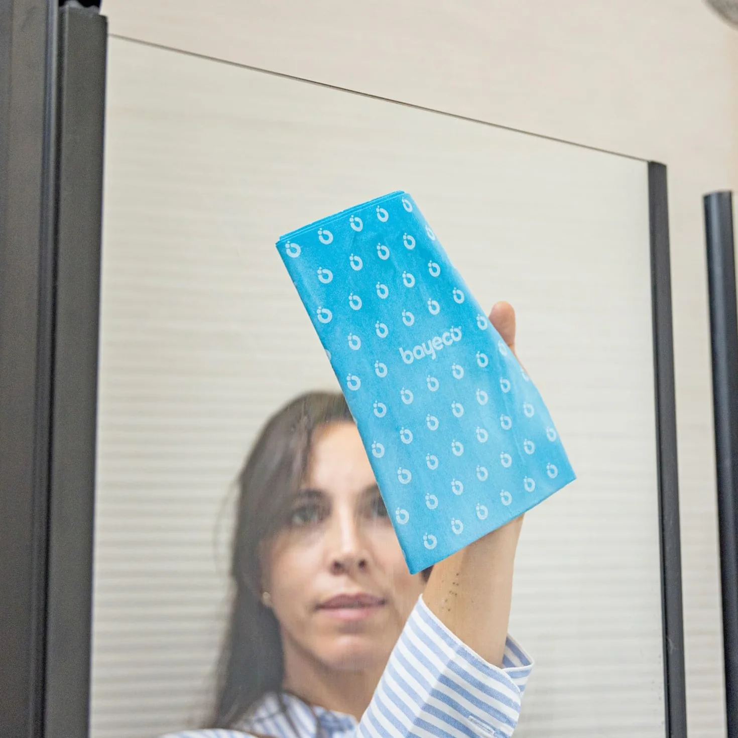 Bayeco - Wanna do szkła i łazienki - Doskonałe rozwiązanie do luster, szkła i czyszczenia łazienki - Mata z mikrofibry o dużej chłonności - Bez smug i kłaczków
