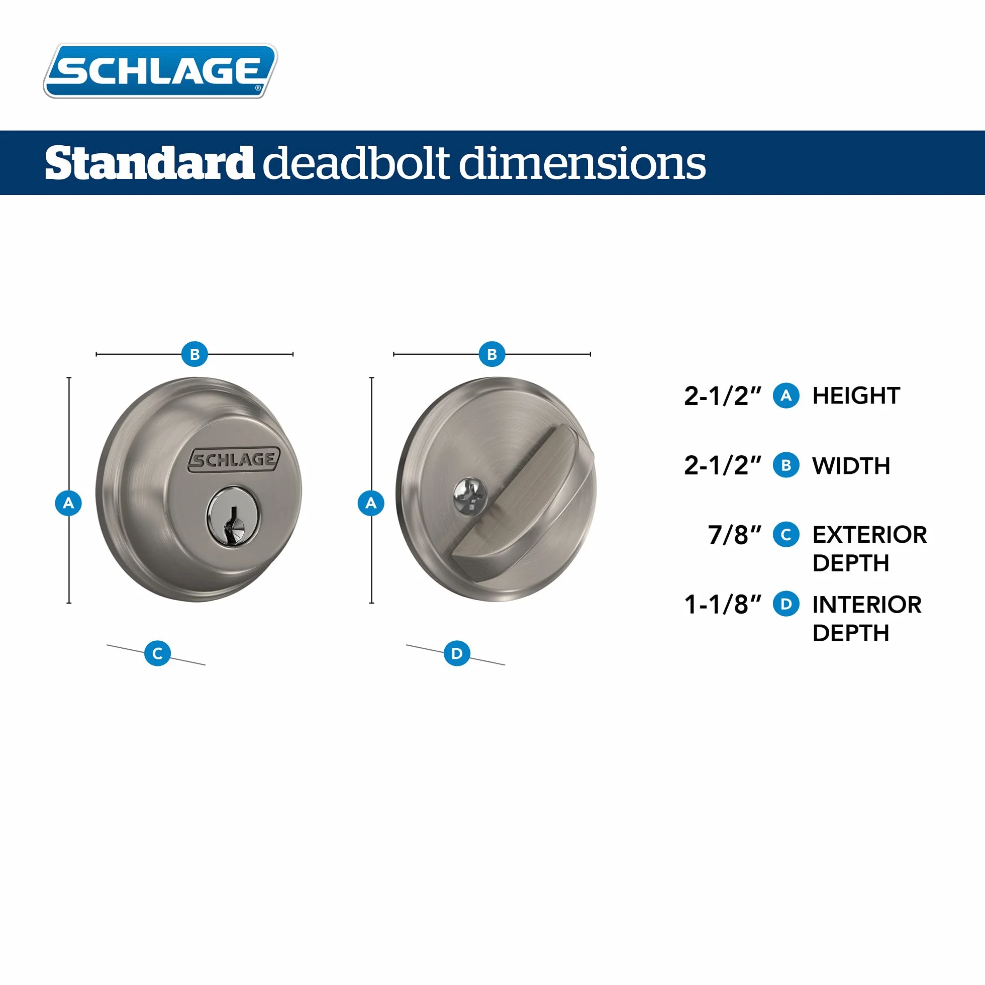 Schlage B60N625 zasuwa, klucz 1-stronny, jasny chrom od Schlage Lock Company
