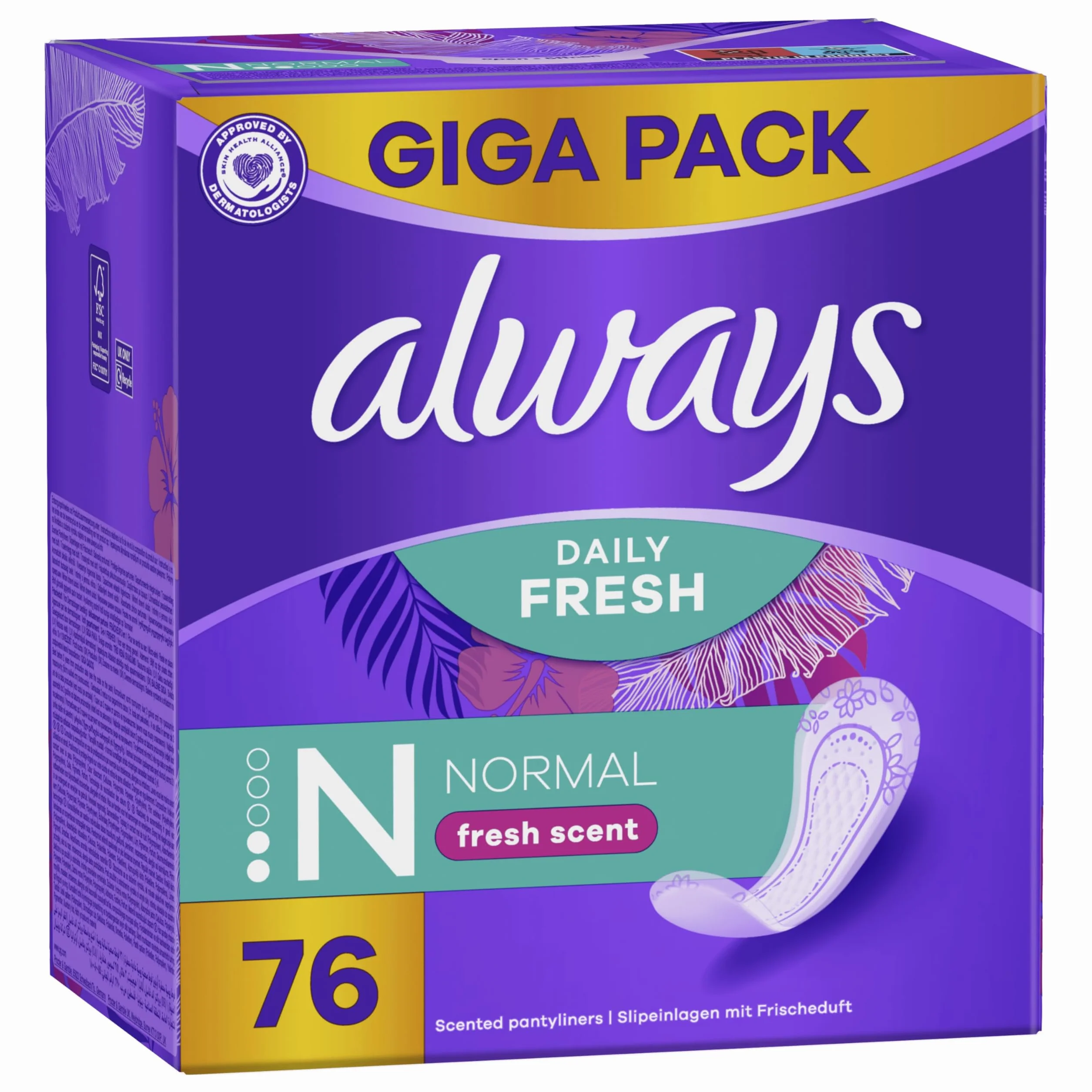 Always Daily Fresh Normal Flexistyle, O świeżym zapachu, 76X