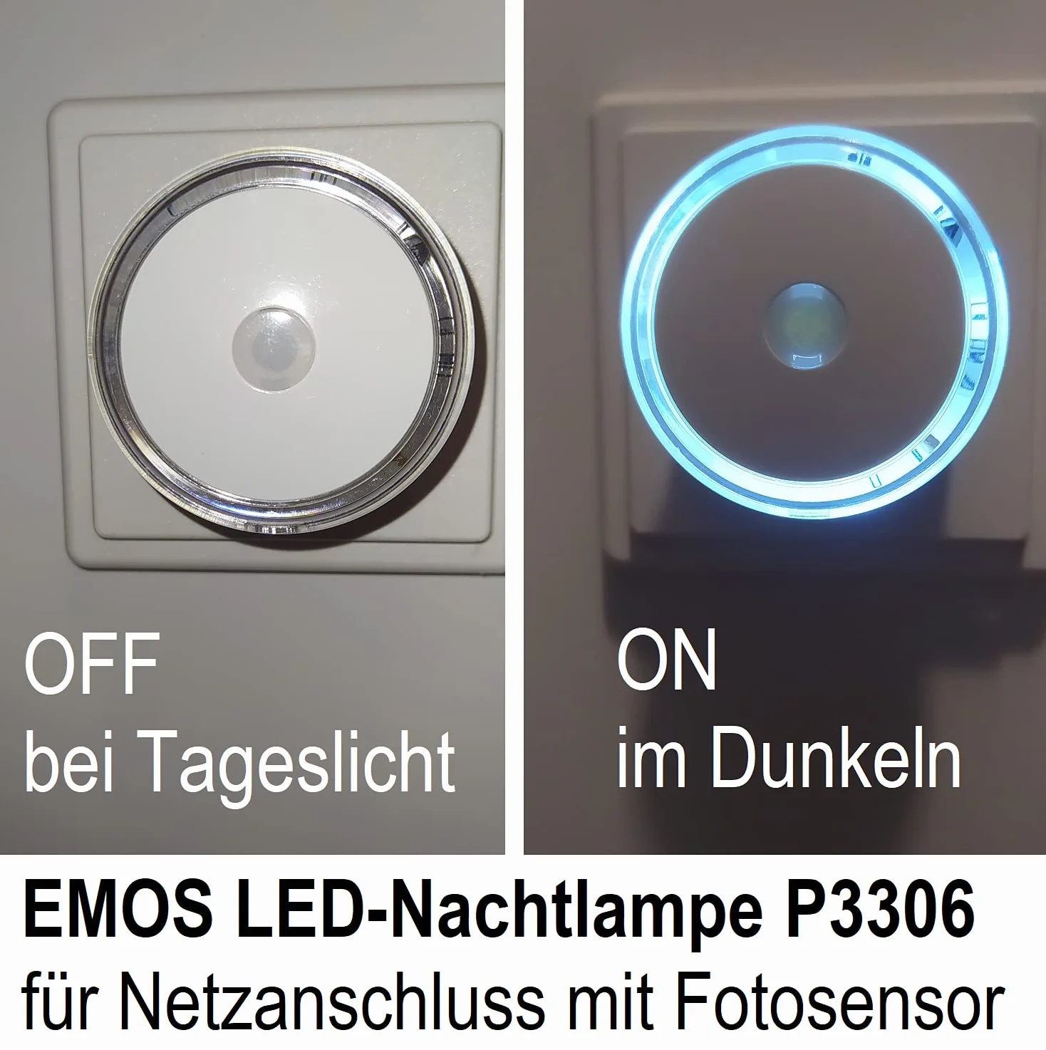 EMOS P3306 lampka nocna z czujnikiem zmierzchu, światło orientacyjne do pokoju dziecięcego, schodów, sypialni, kuchni, korytarza
