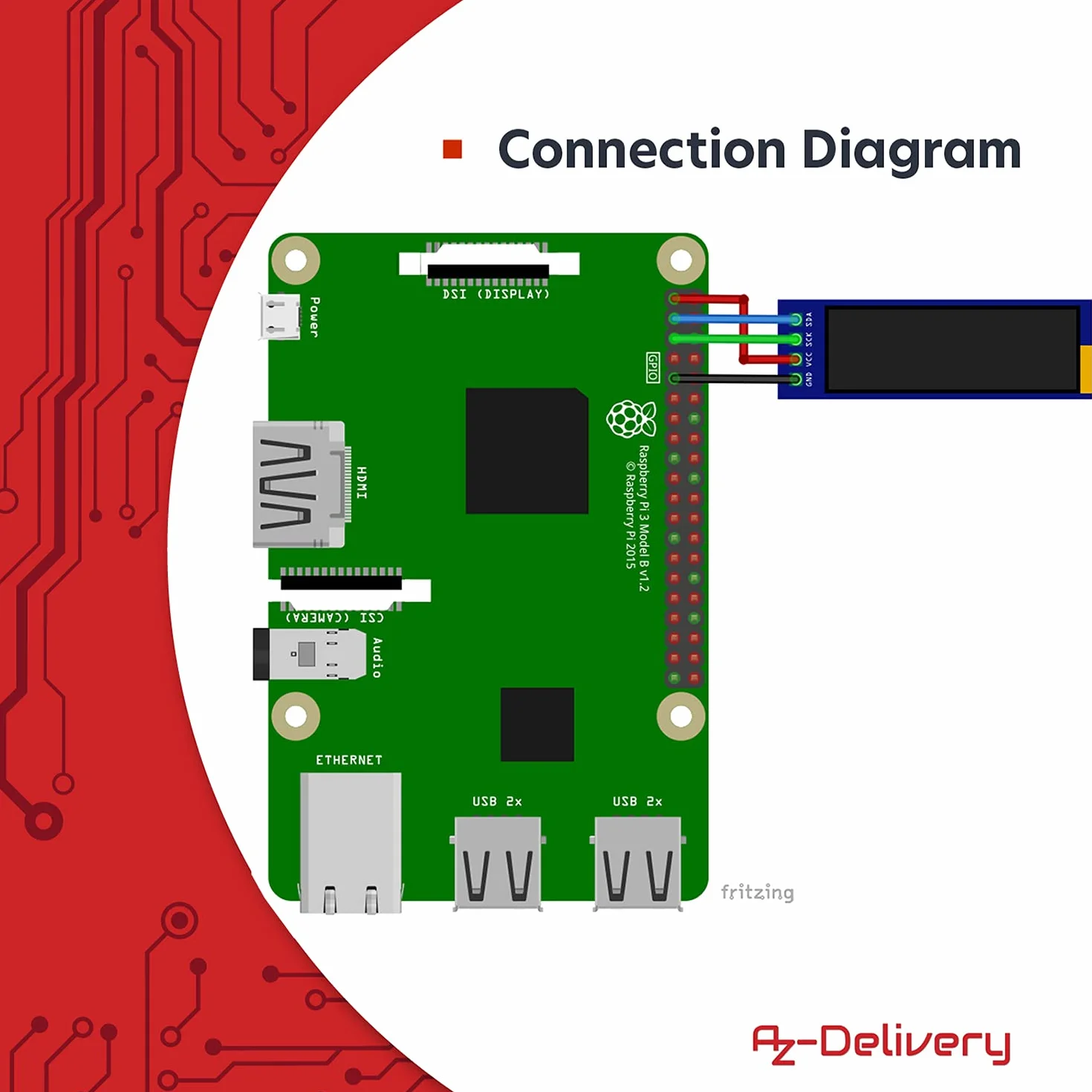 AZDelivery 0,91 cala OLED Display I2C 128 x 32 pikseli ssd1306 I2C moduł wyświetlacza ekranowego z białymi znakami kompatybilny z Arduino i Raspberry Pi w tym e-book!