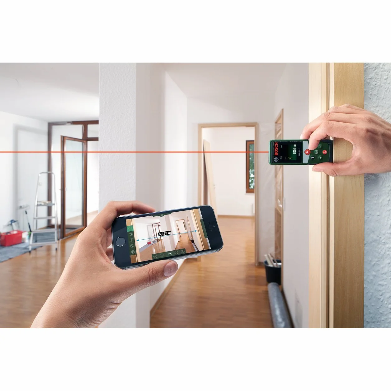 Bosch Dalmierz laserowy PLR 30 C (z aplikacją, zakres pomiaru: 0,05–30 m, dokładność: ± 2 mm, w opakowaniu kartonowym)