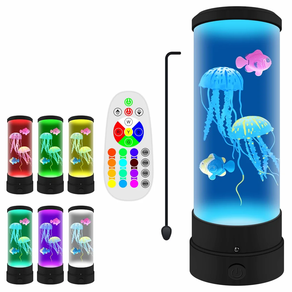 Meduza lampa lawa LED, cichy nastrój na biurko, meduza, oświetlenie akwarium, 16 zmieniających się kolorów, pilot zdalnego sterowania, elektryczna lampa meduzy do dekoracji domu i prezenty