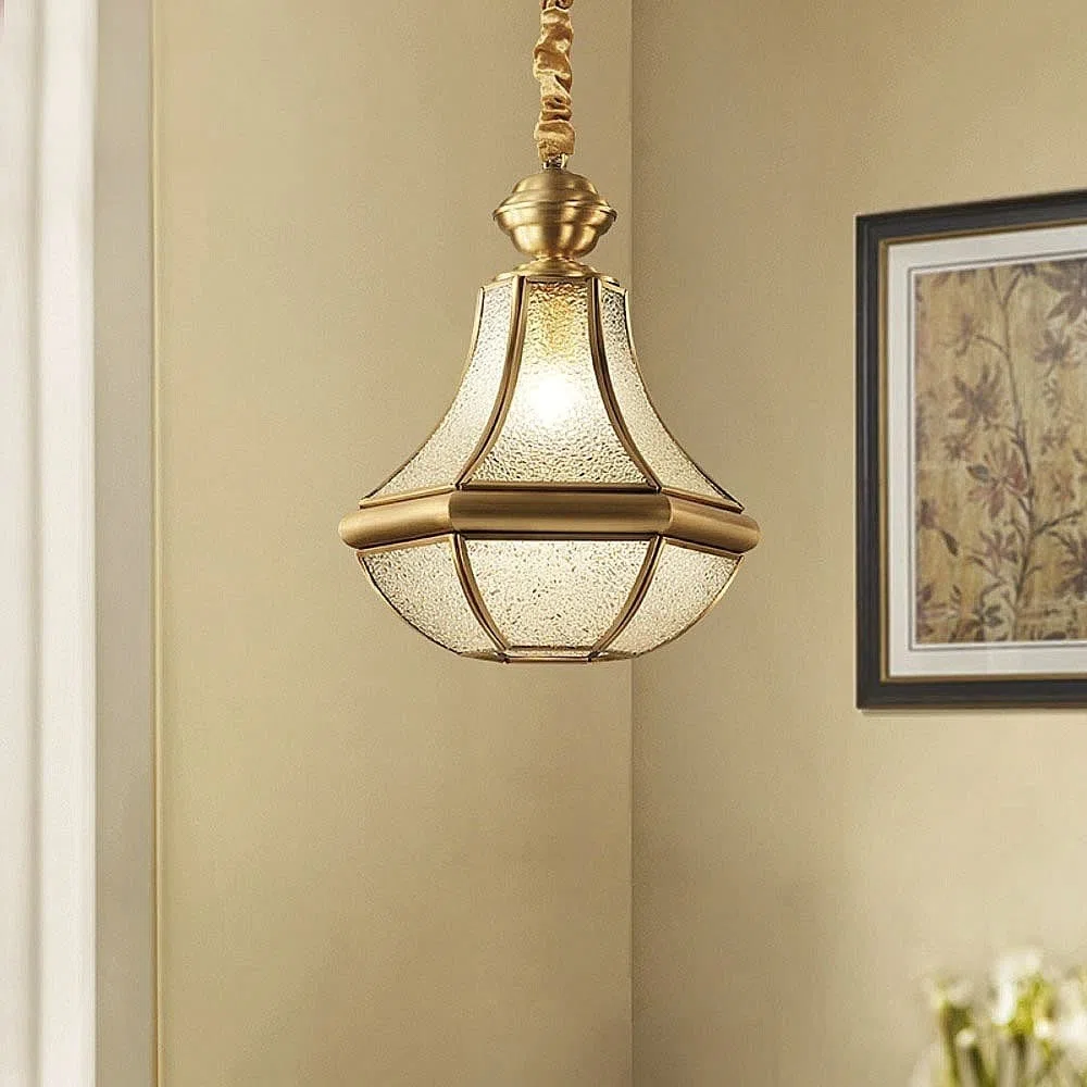 Lampa wisząca ze szkła miedzianego