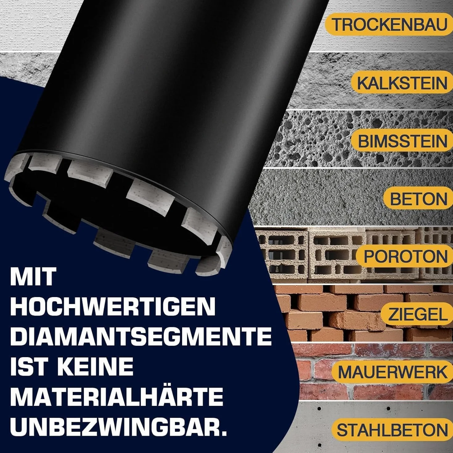 Diamentowa koronka wiertnicza L460 mm, 1 ¼ UNC, średnica 120 mm, z turbo, do wiertarek rdzeniowych, 2200 obr./min, wiertło rdzeniowe, koronka wiertnicza na mokro i sucho, do betonu, muru, kamienia