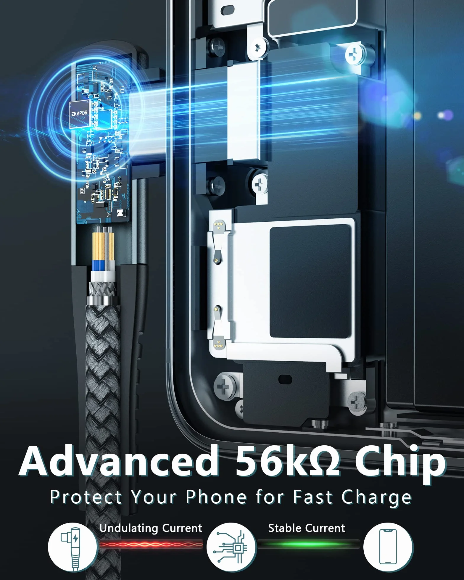 ZKAPOR Kabel USB C 0.3M 3,1A, kabel ładujący pod kątem 90 stopni USB C, kabel szybkiego ładowania USB C, nylonowy kabel ładujący USB C do Phone 15 Pro Max/15 Pro, Galaxy S24/S23/S22, Note 20