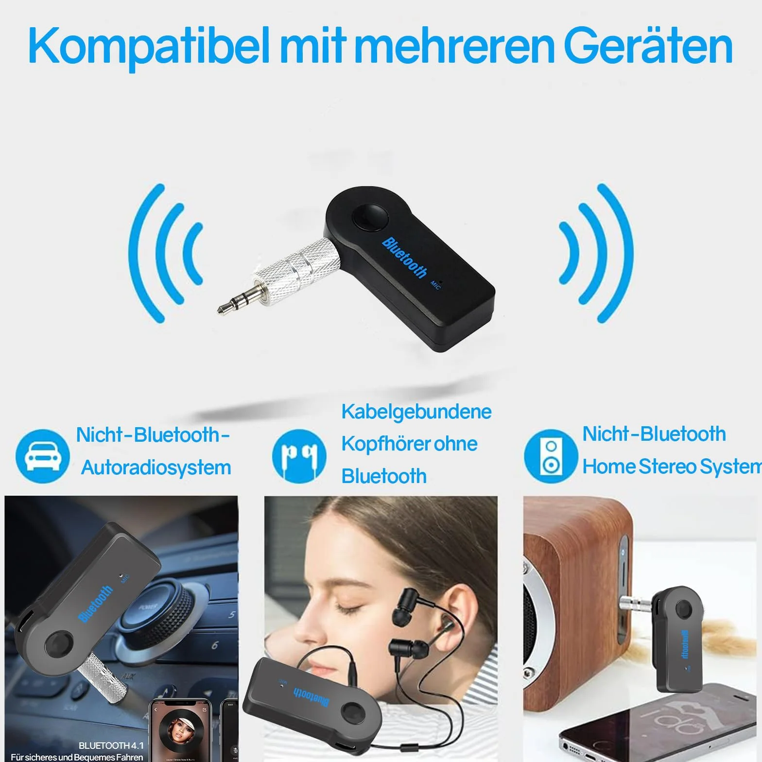 VIEVRE Adapter Bluetooth AUX 4.1 jack 3,5 mm do samochodu
