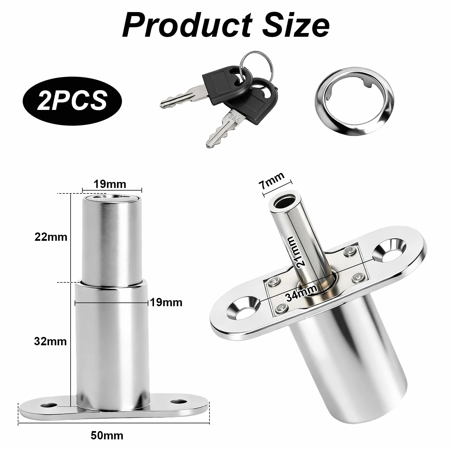 Zamek do szafy, drzwi przesuwne, cylinder ciśnieniowy, różne możliwości blokowania cylindra meblowego, średnica cylindra 19 mm, wytrzymała stal, łącznie z kluczem, nadaje się do drzwi o grubości do 32