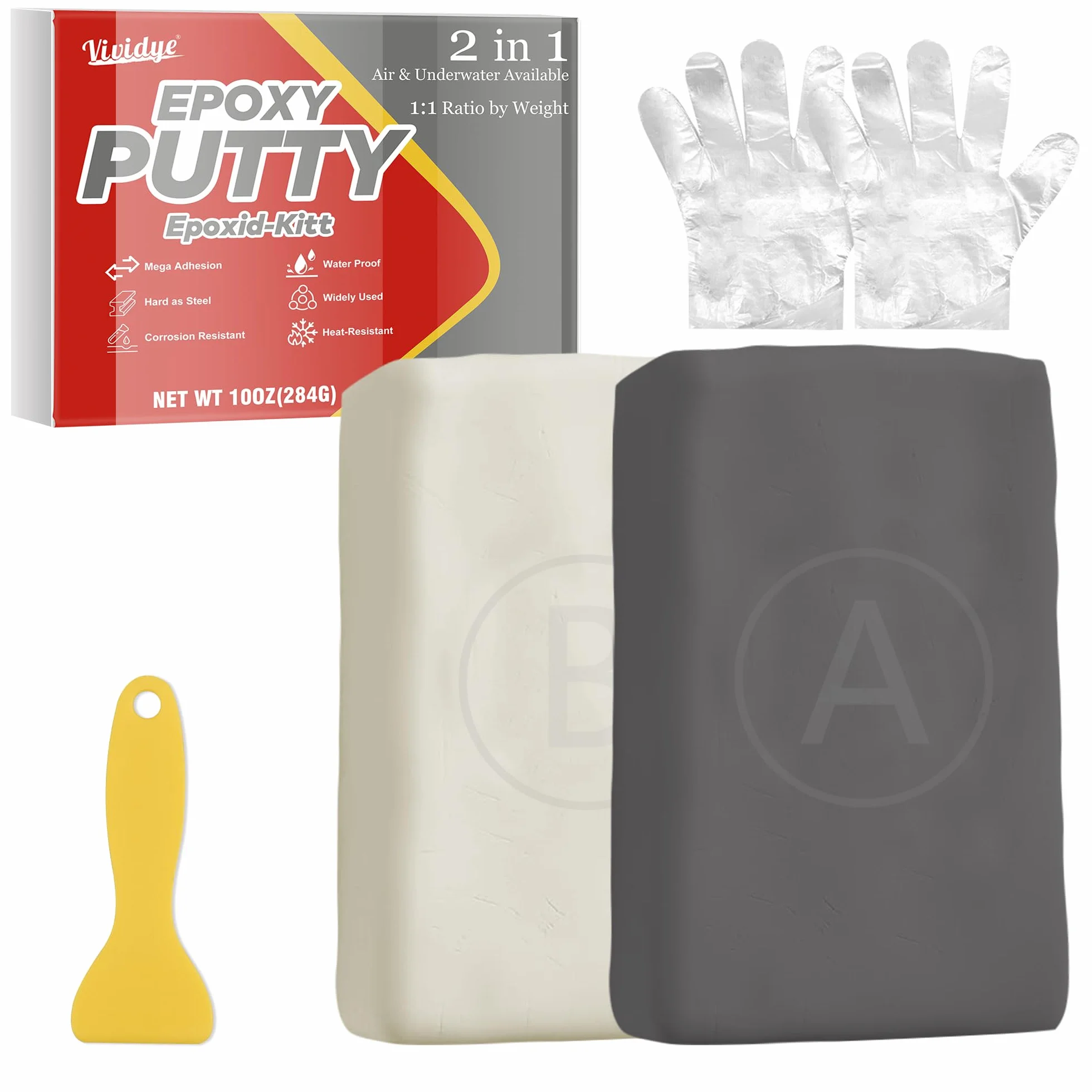 Kit epoksydowy, 280 g, wypełniacz basenowy, 2 w 1, do szybkiej naprawy pod wodą lub powyżej, glina epoksydowa do klejenia plastikowych, metalowych, ceramicznych płytek drewnianych, naprawiania