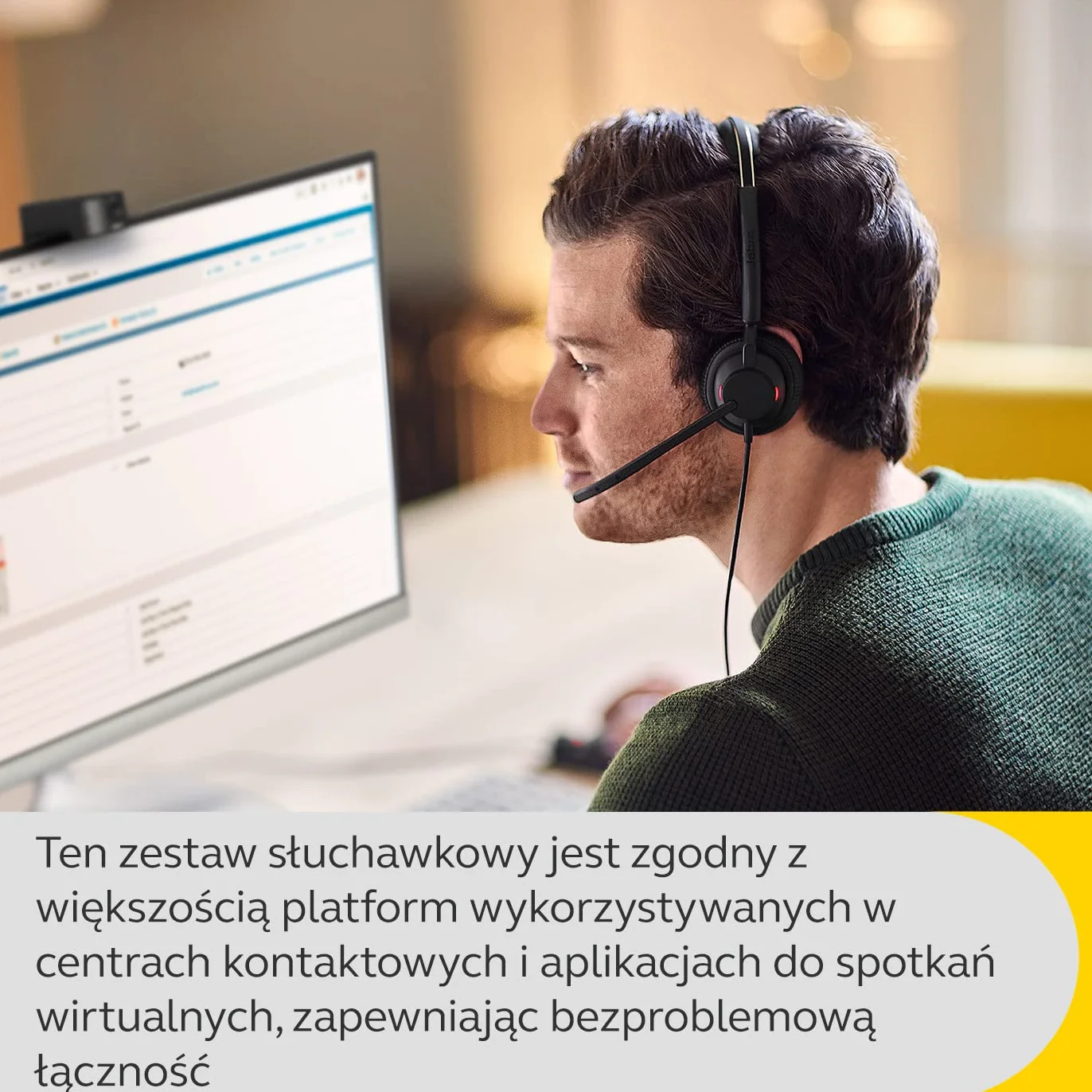 Jabra Engage 50 II przewodowy zestaw słuchawkowy stereo z redukcją szumów, 3 mikrofonami i kablem USB-C, ultralekki - działa z wiodącymi platformami Unified Communications (Zoom i Unify) - czarny