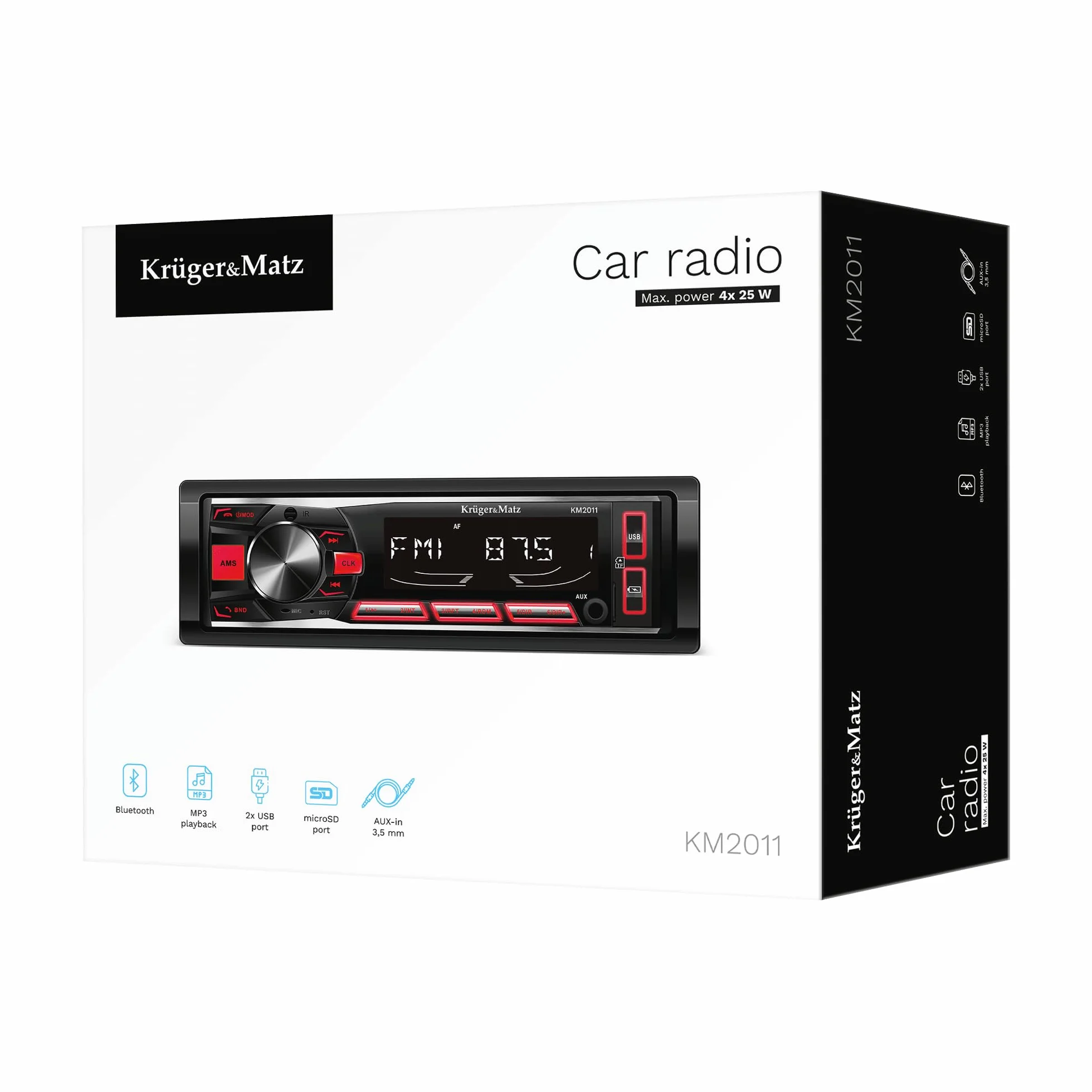 Kruger&Matz Radio Samochodowe 1-DIN Bluetooth Equalizer AUX KM2011