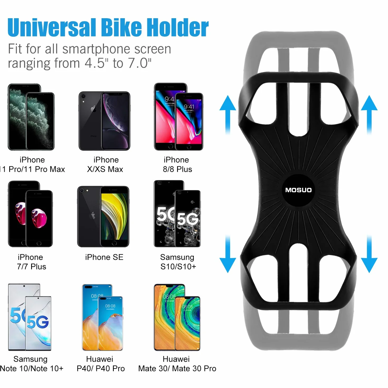 MOSUO Uchwyt na telefon rowerowy obracany 360° regulowany uniwersalny do smartfona 11.4-17.8 cm kompatybilny z iPhone Samsung