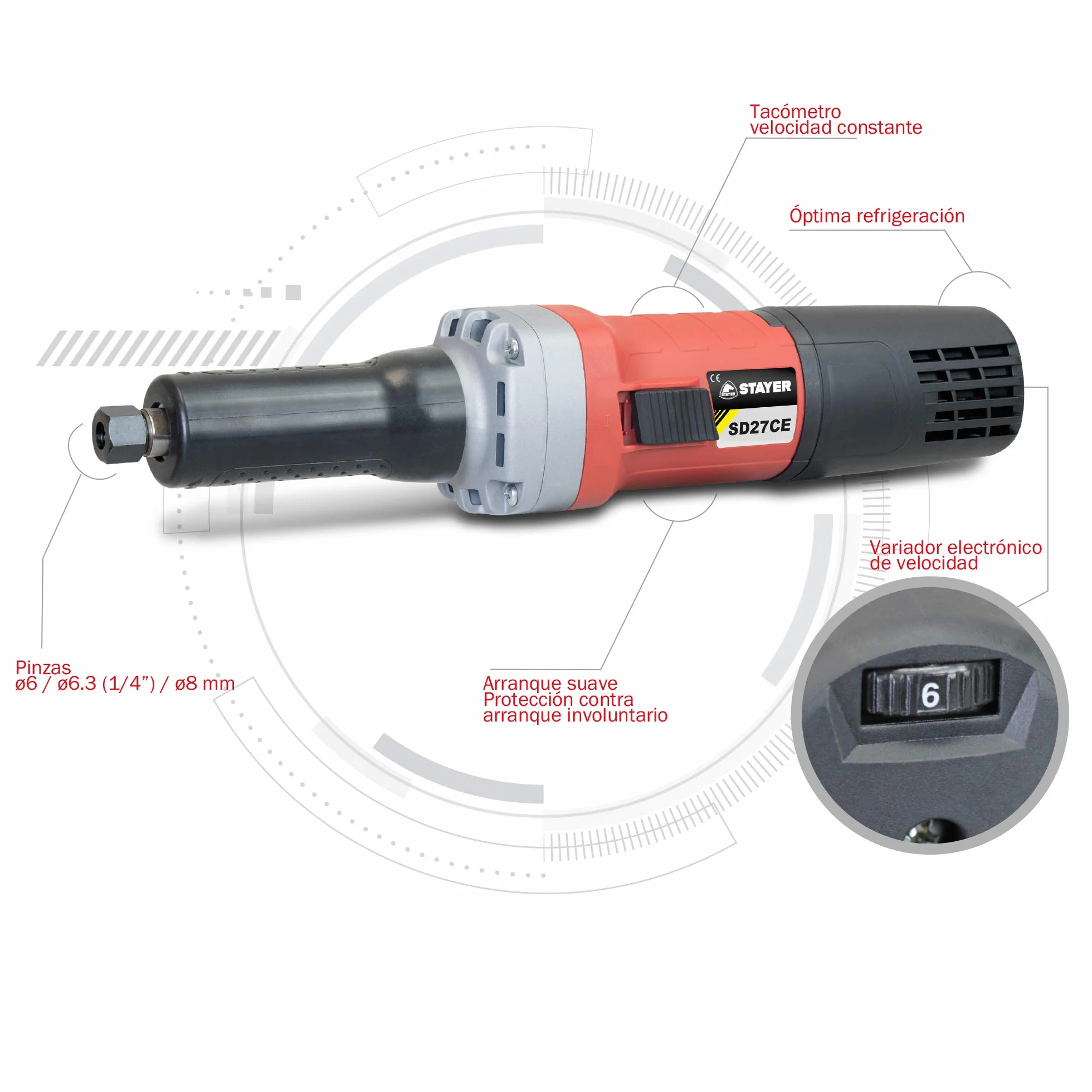 Szlifierka prosta Stayer 750 W z elektronicznym regulatorem VELOCITA sd27ce